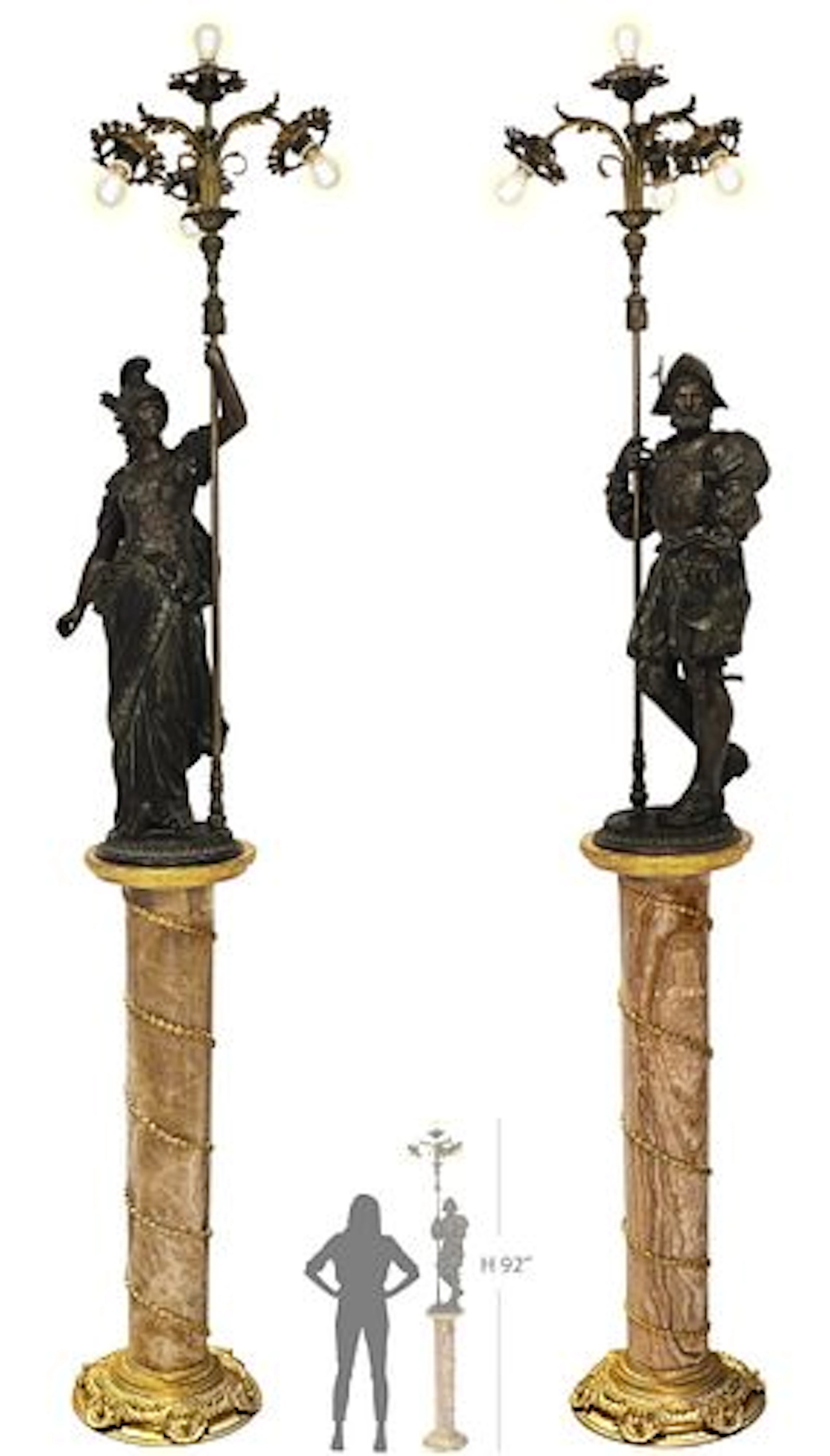 Pair Of 19th C. French Neoclassical Figural Torchieres