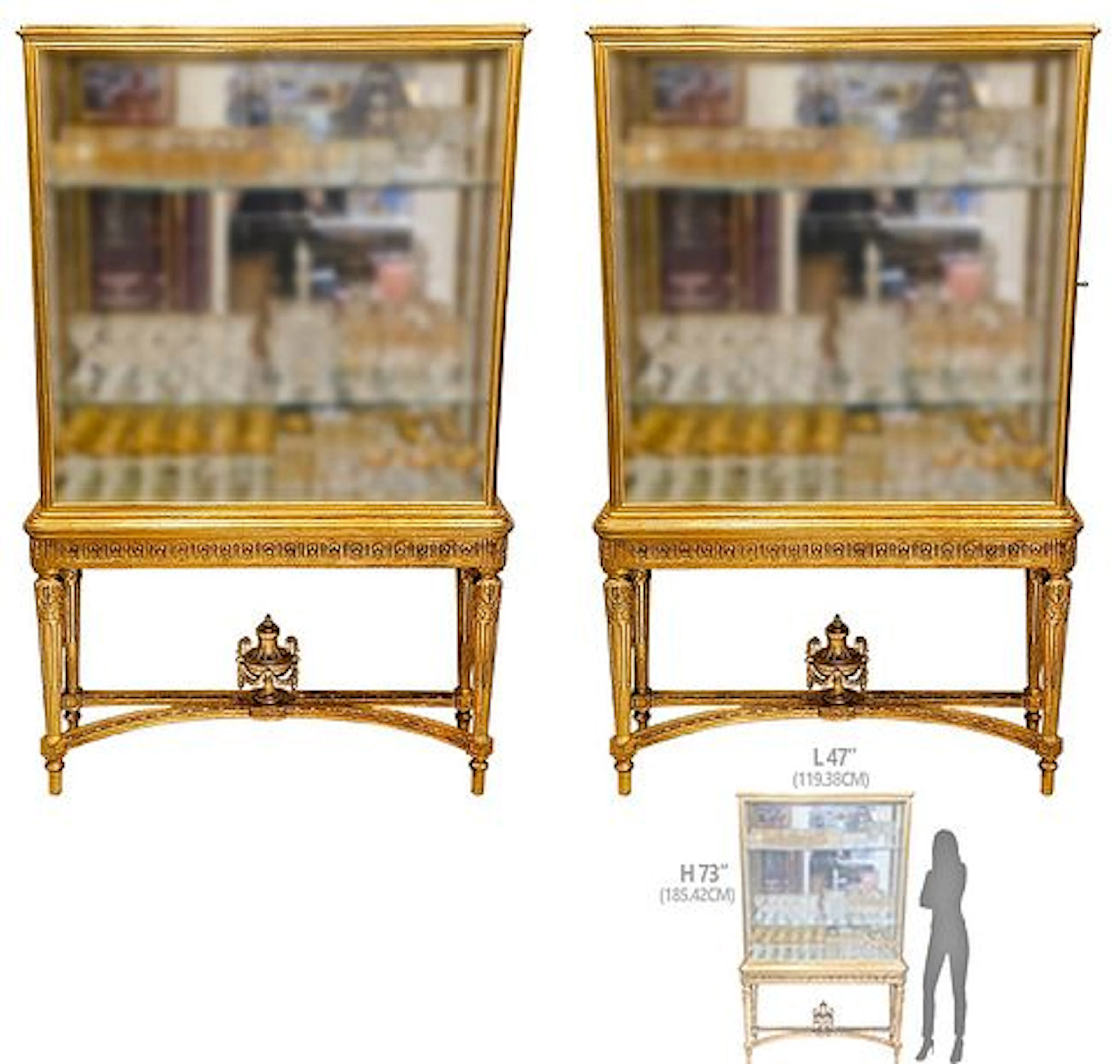 Pair Of 19th C. French Giltwood Vitrine