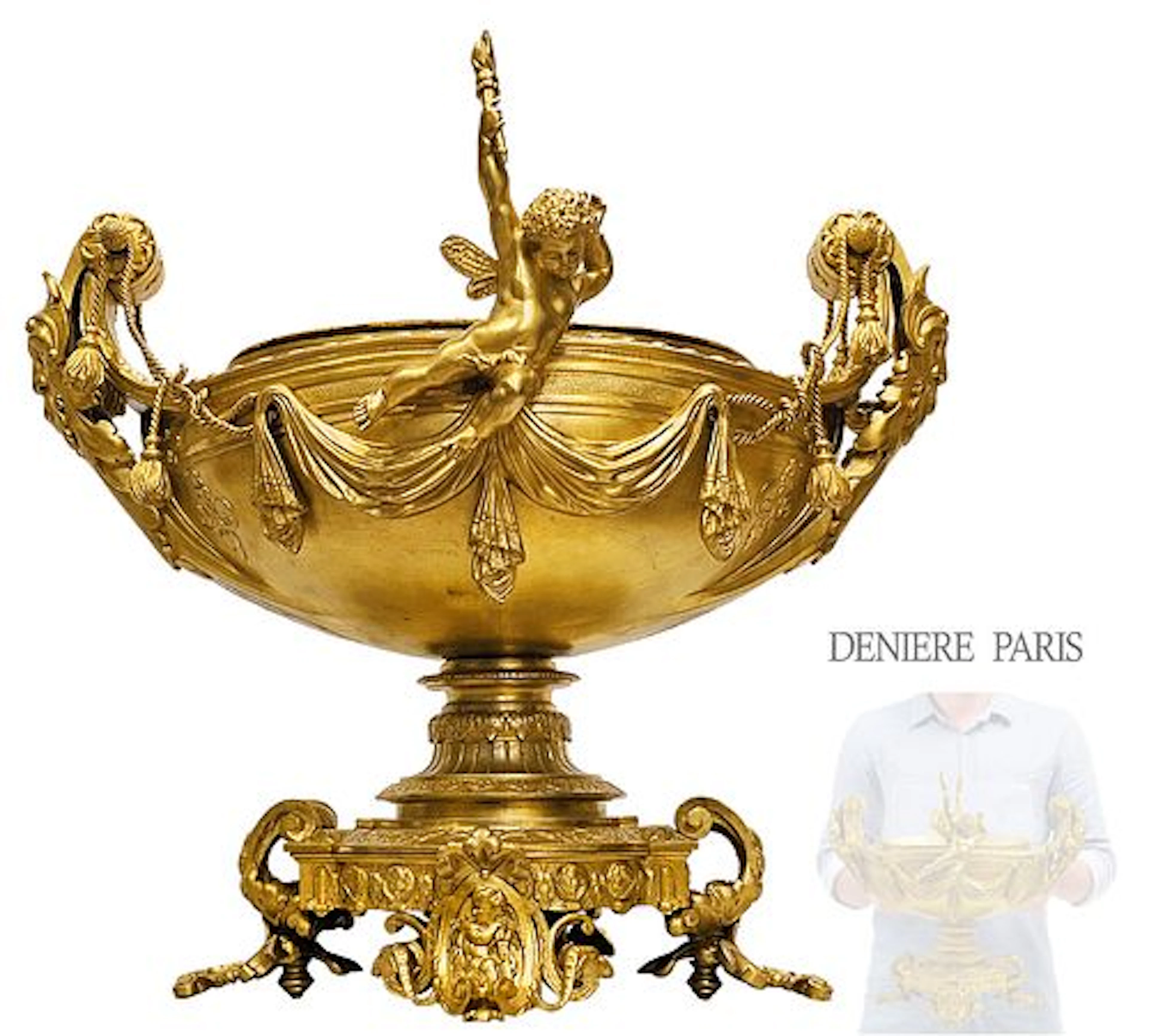 Large 19th C. French Figural Bronze Centerpiece / Planter