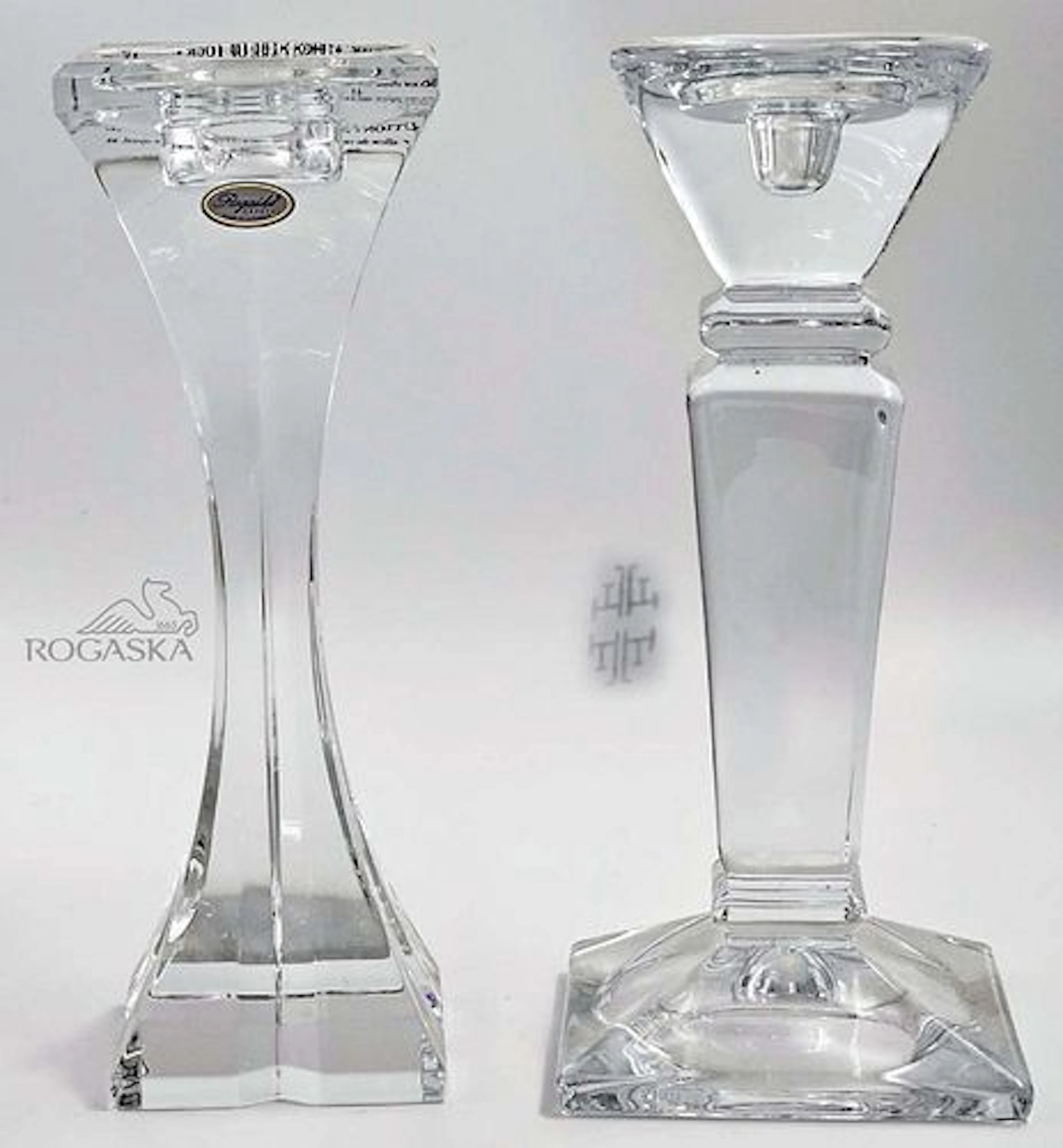 Lot Of Two Crystal Candlesticks, Marked & Stamped