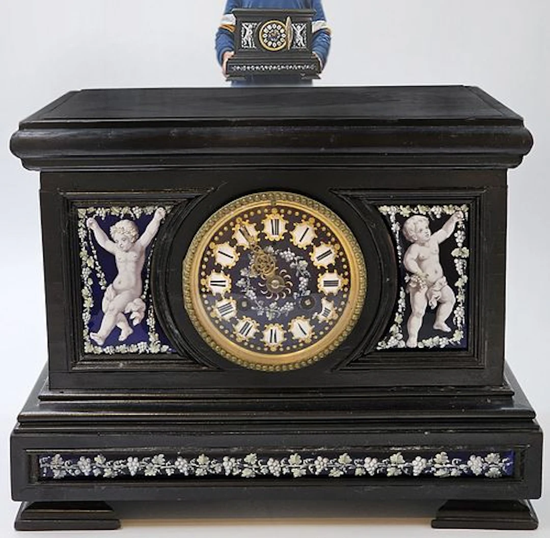 19th Century Austrian Viennese Enamel On Copper Clock
