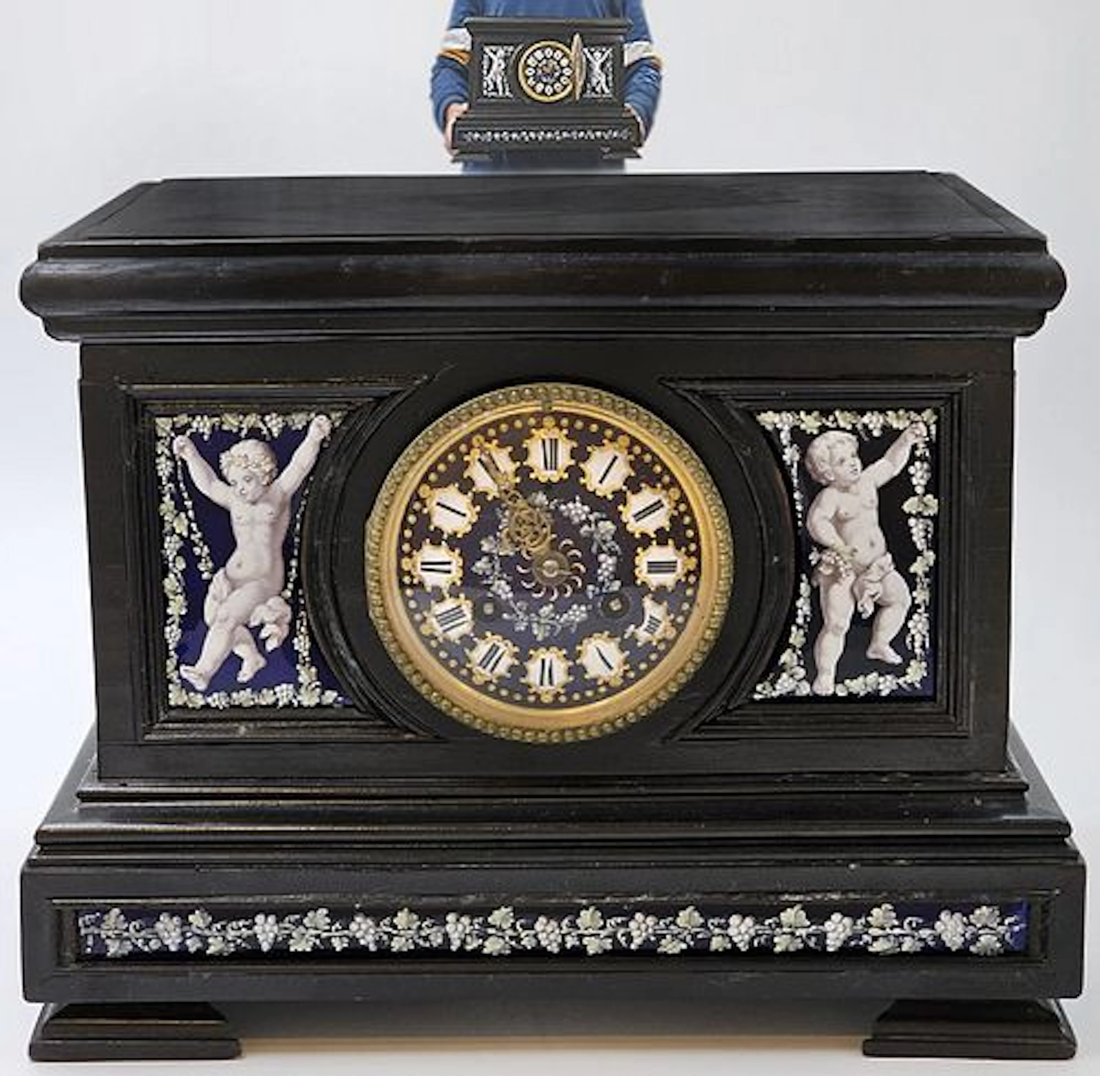 19th Century Austrian Viennese Enamel On Copper Clock
