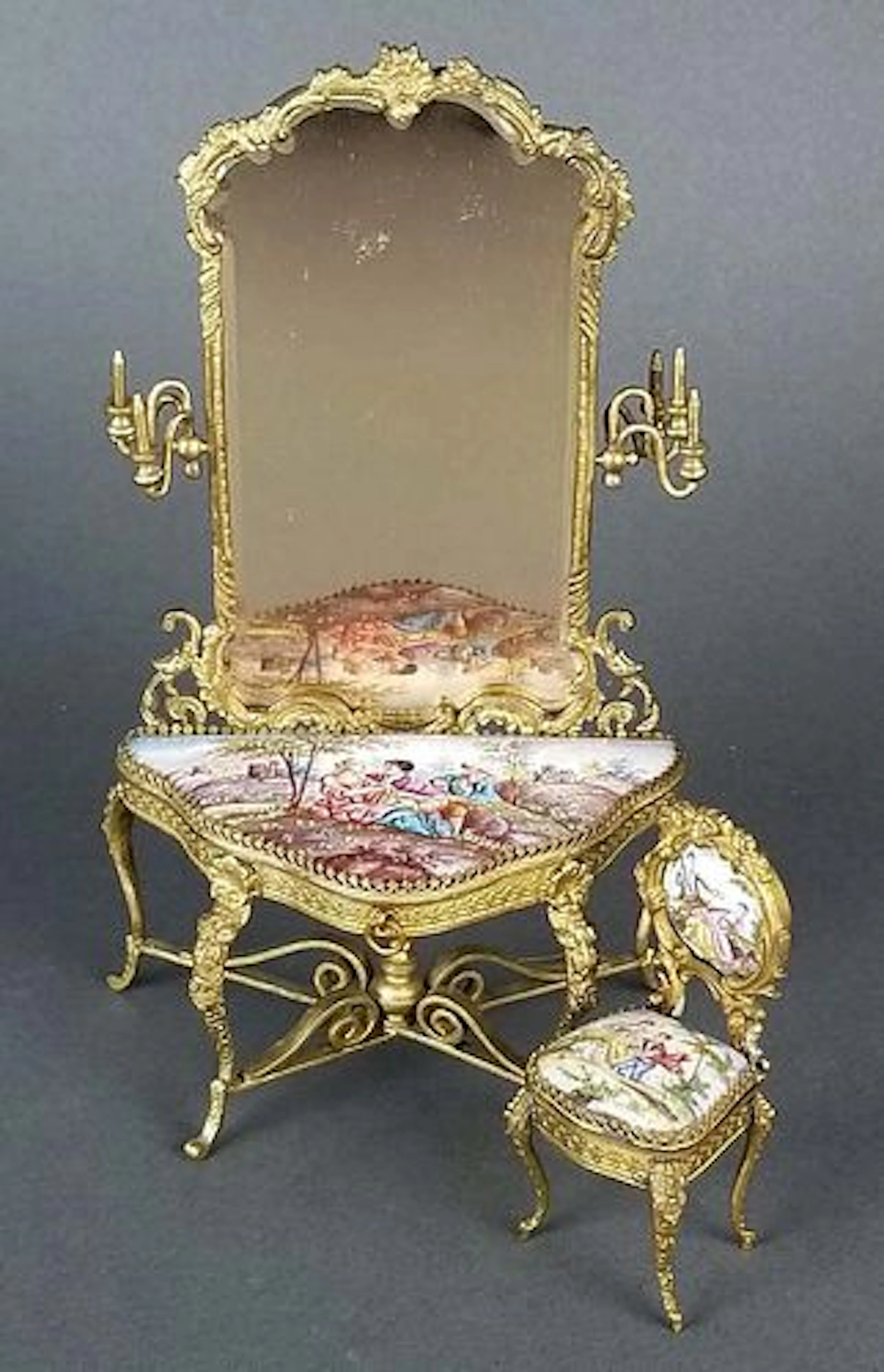 19th C. Austrian Viennese Enamel Vanity Table with