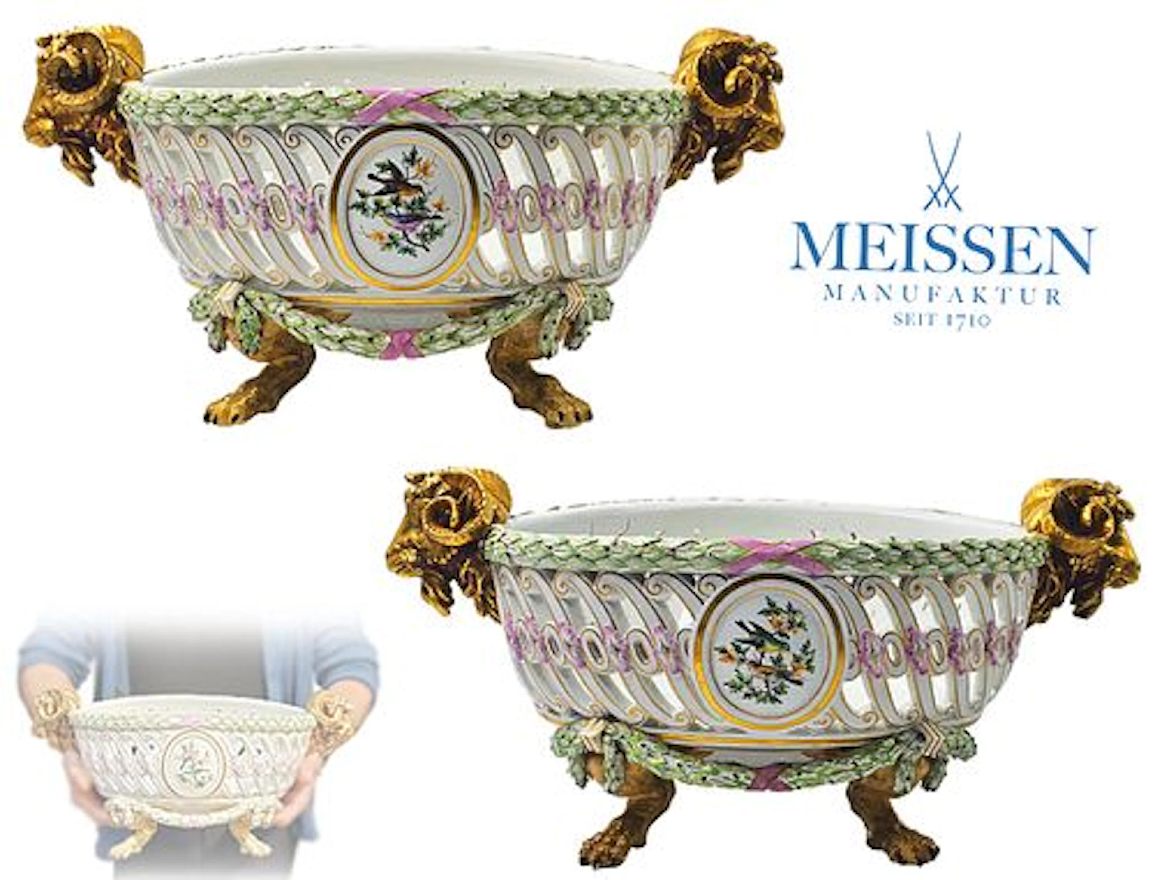 Pair Of 19th C. Figural Meissen Baskets