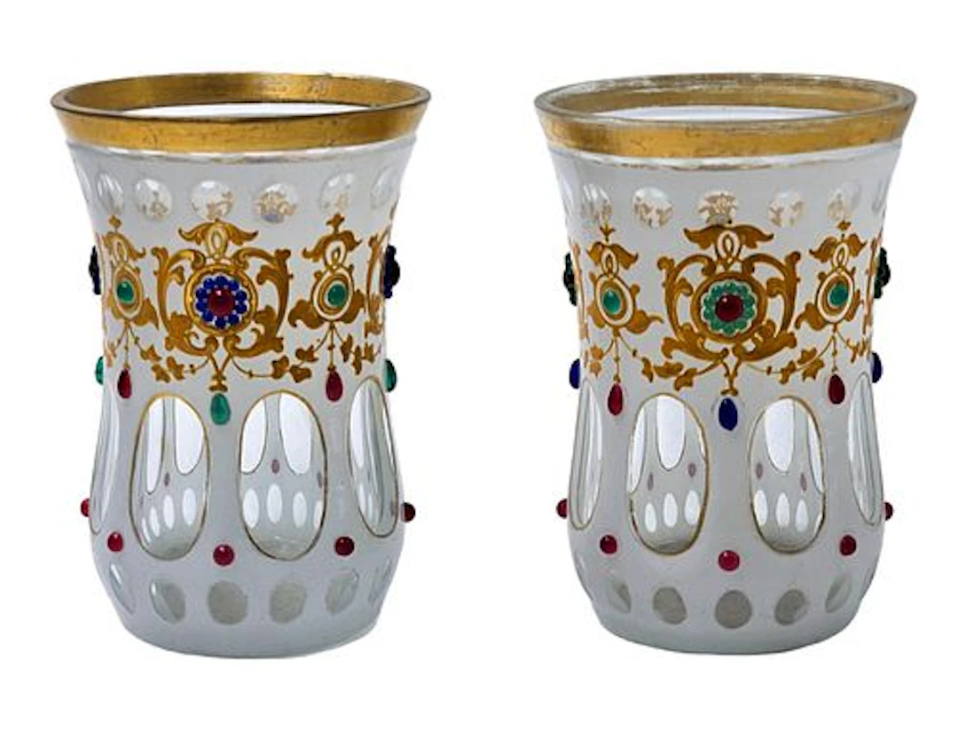 Pair Of Victorian Era, Circa 1870's Moser Bohemian Art Glass Vases