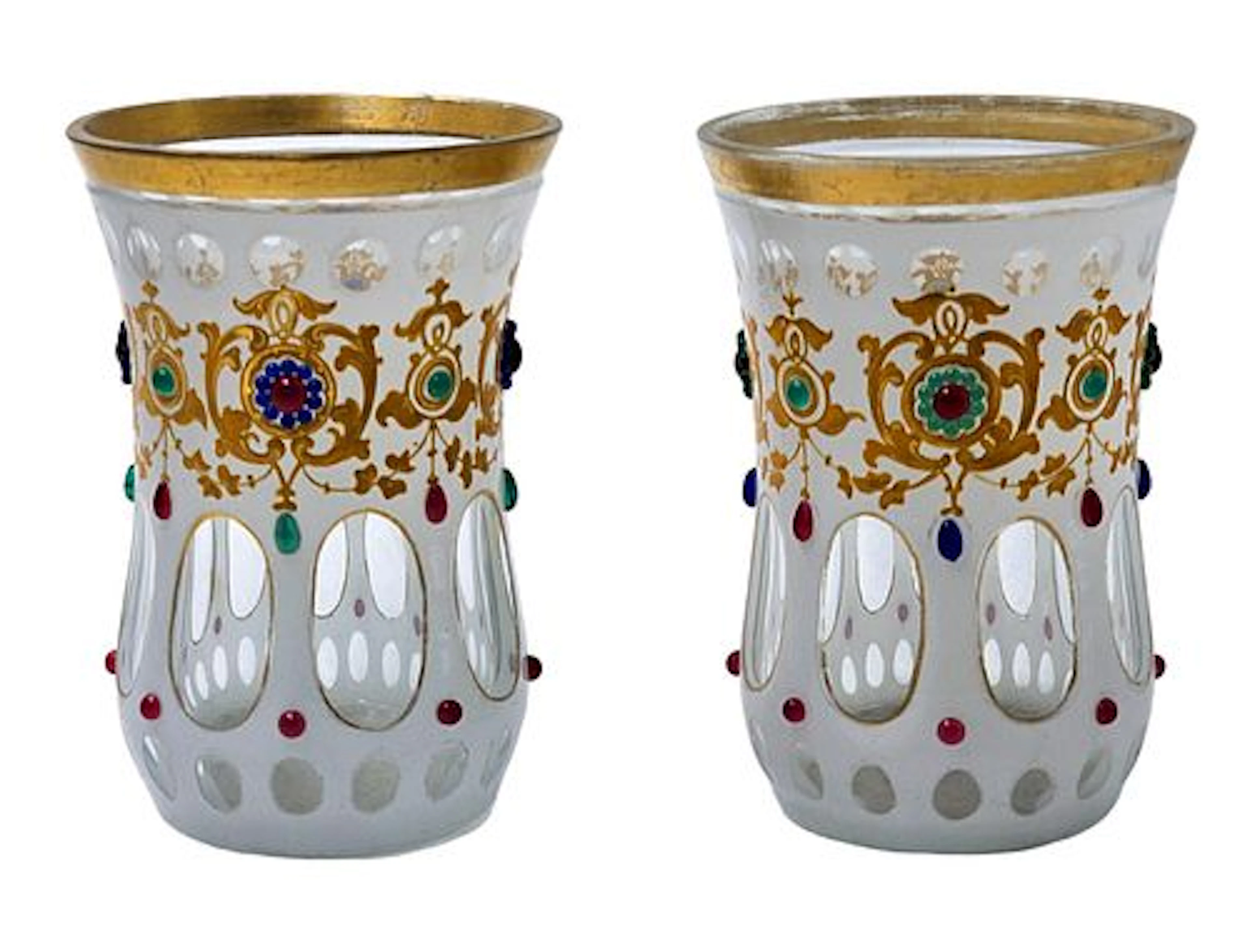 Pair Of Victorian Era, Circa 1870's Moser Bohemian Art Glass Vases