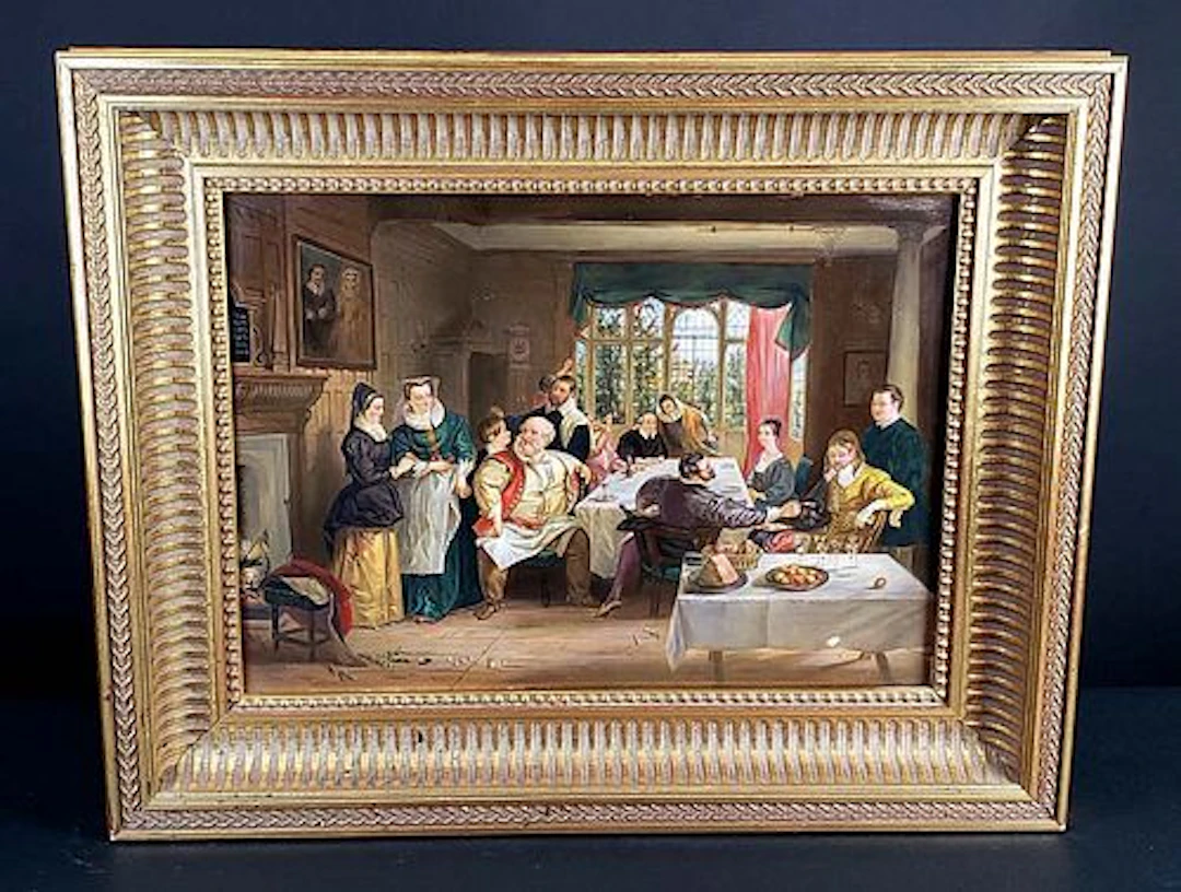 George Gray Signed English Plaque "Tavern Scene", Circa