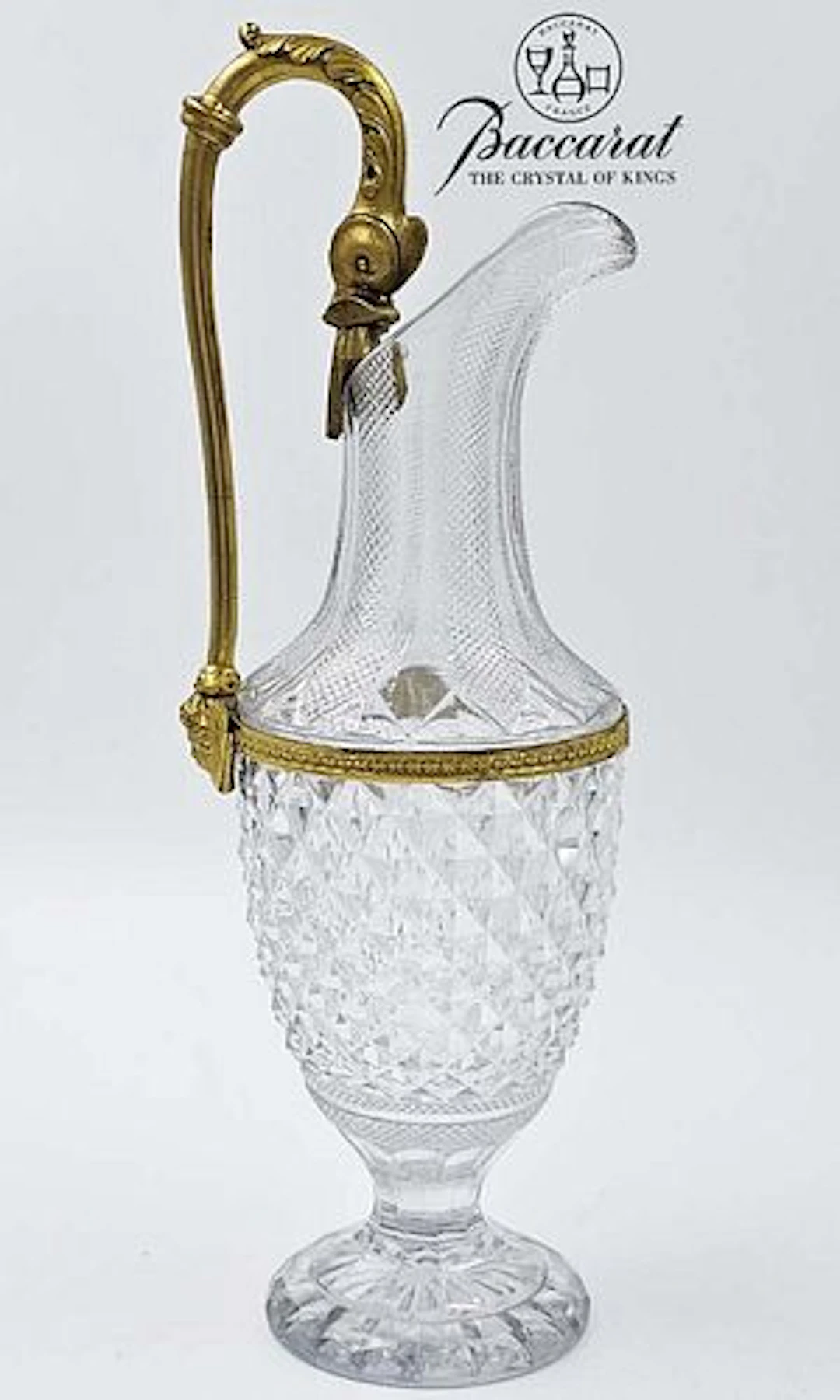 19th C. French Empire Style Figural Bronze Mounted Baccarat Crystal Carafe