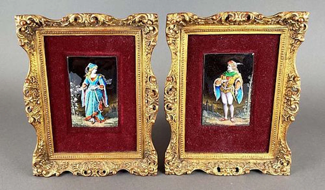 Pair of Framed Limoges Plaques