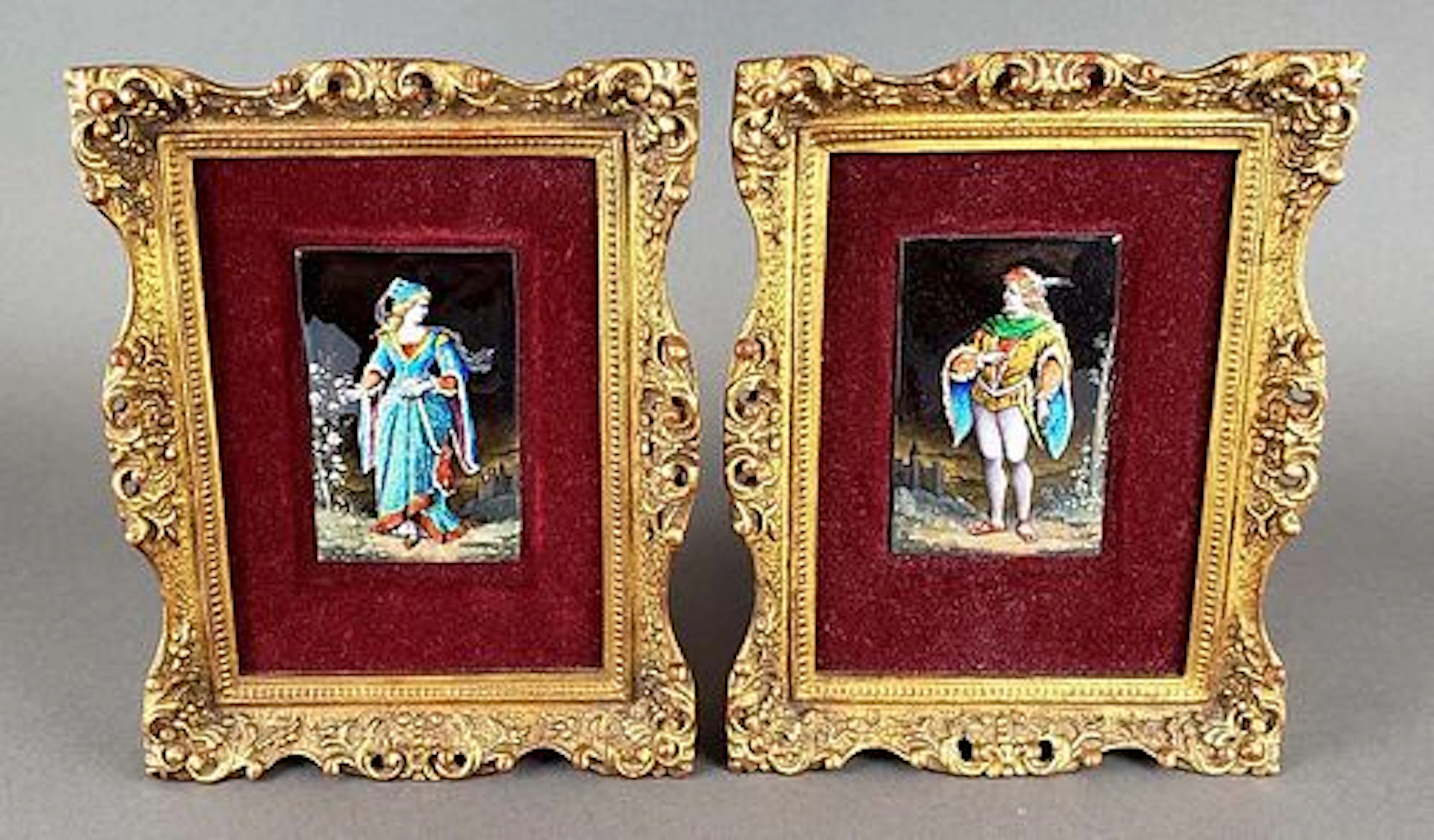 Pair of Framed Limoges Plaques