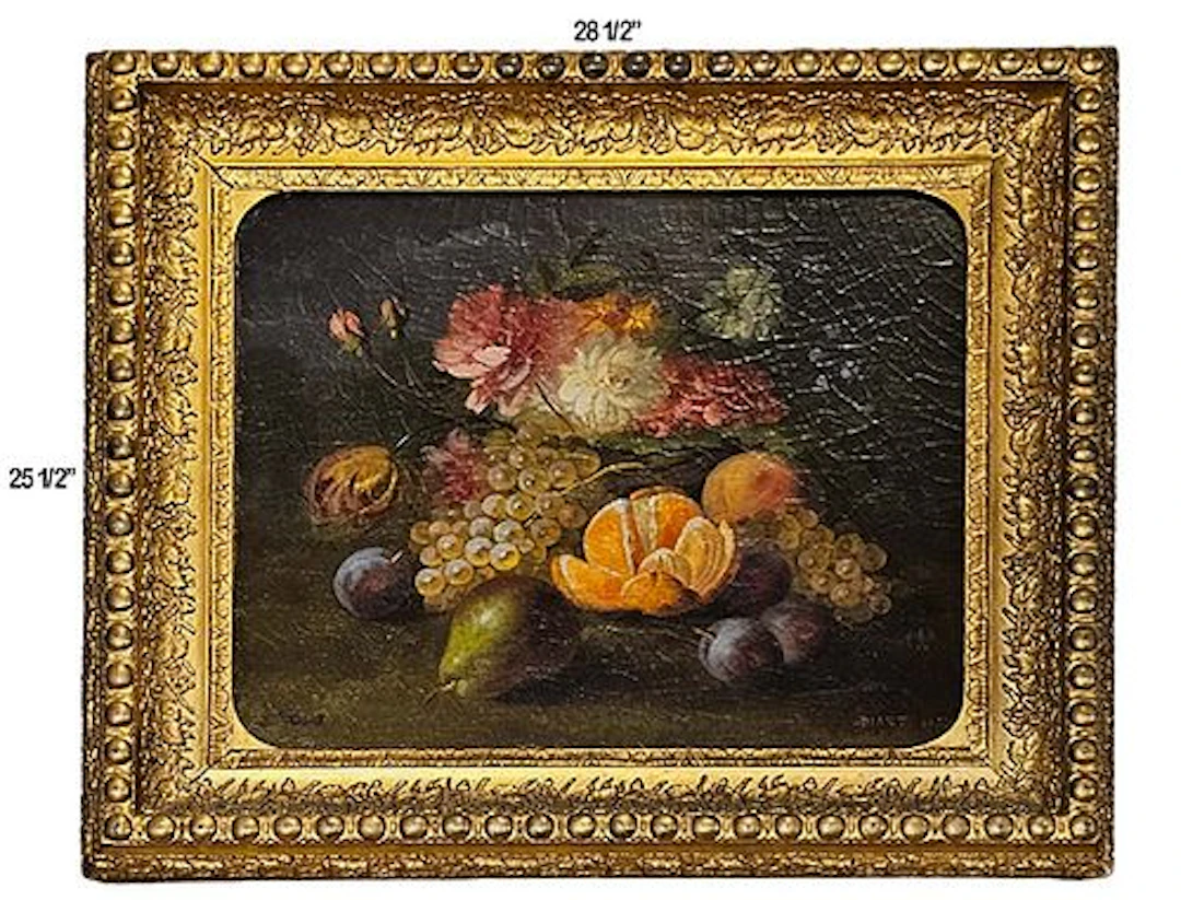19th C. Oil On Canvas Flower Painting Signed By Diart, Circa 1857