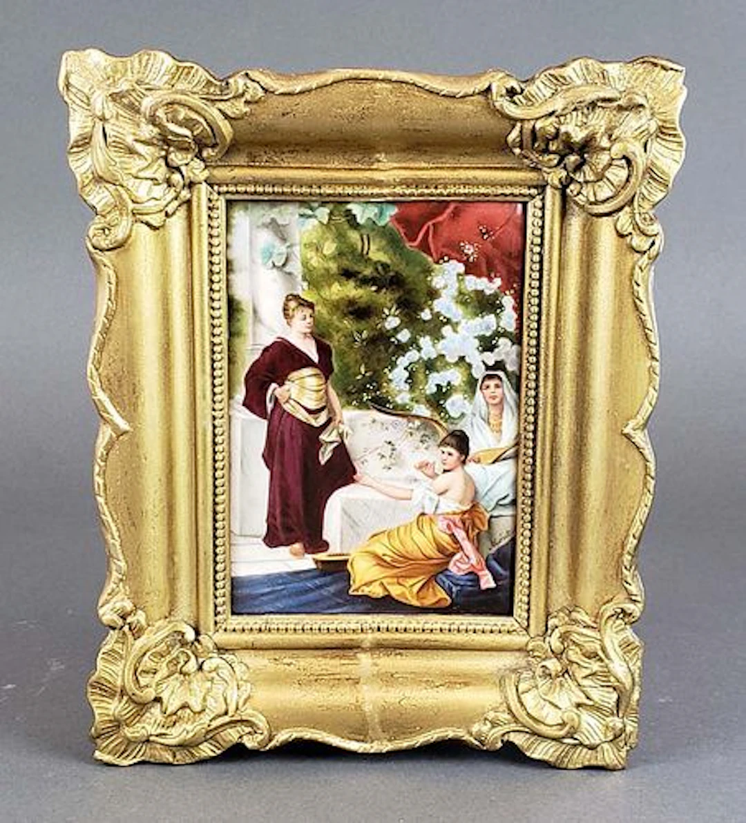 Antique Framed German Porcelain Plaque