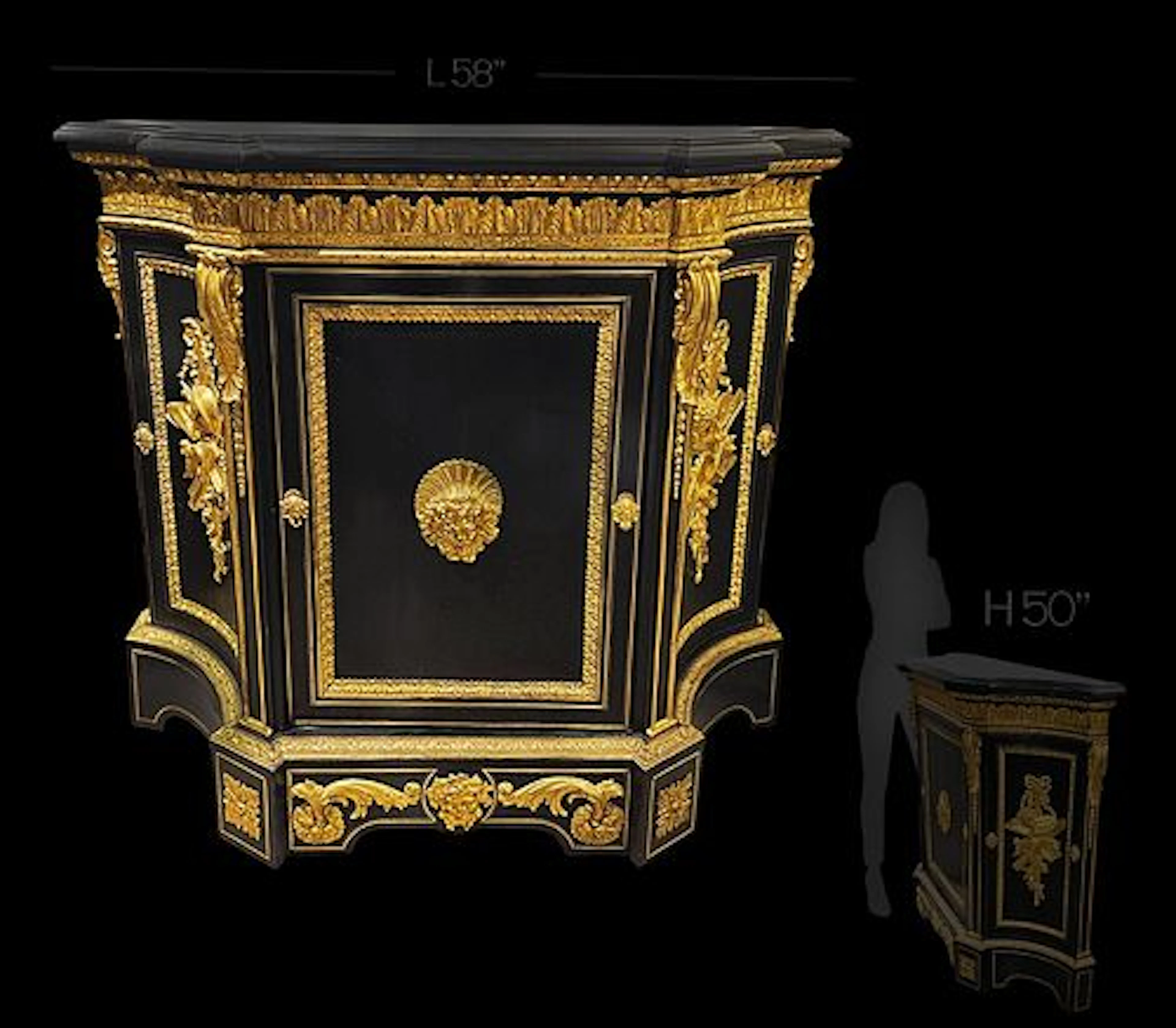 19th C. French Ebony Napoleon III Bronze Mounted Henry Dasson Cabinet