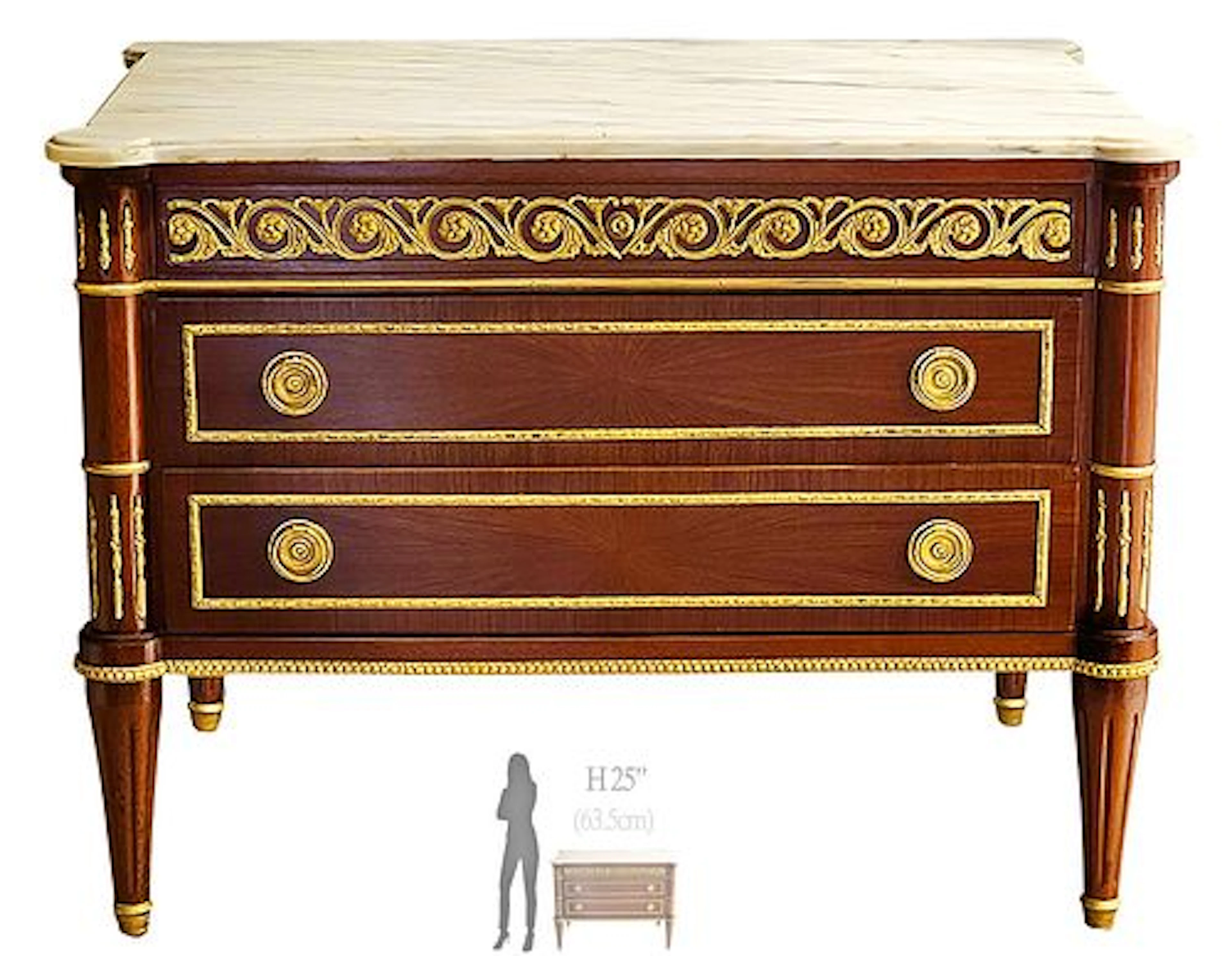 19th C. French Louis XV Style Bronze Mounted Commode Dresser