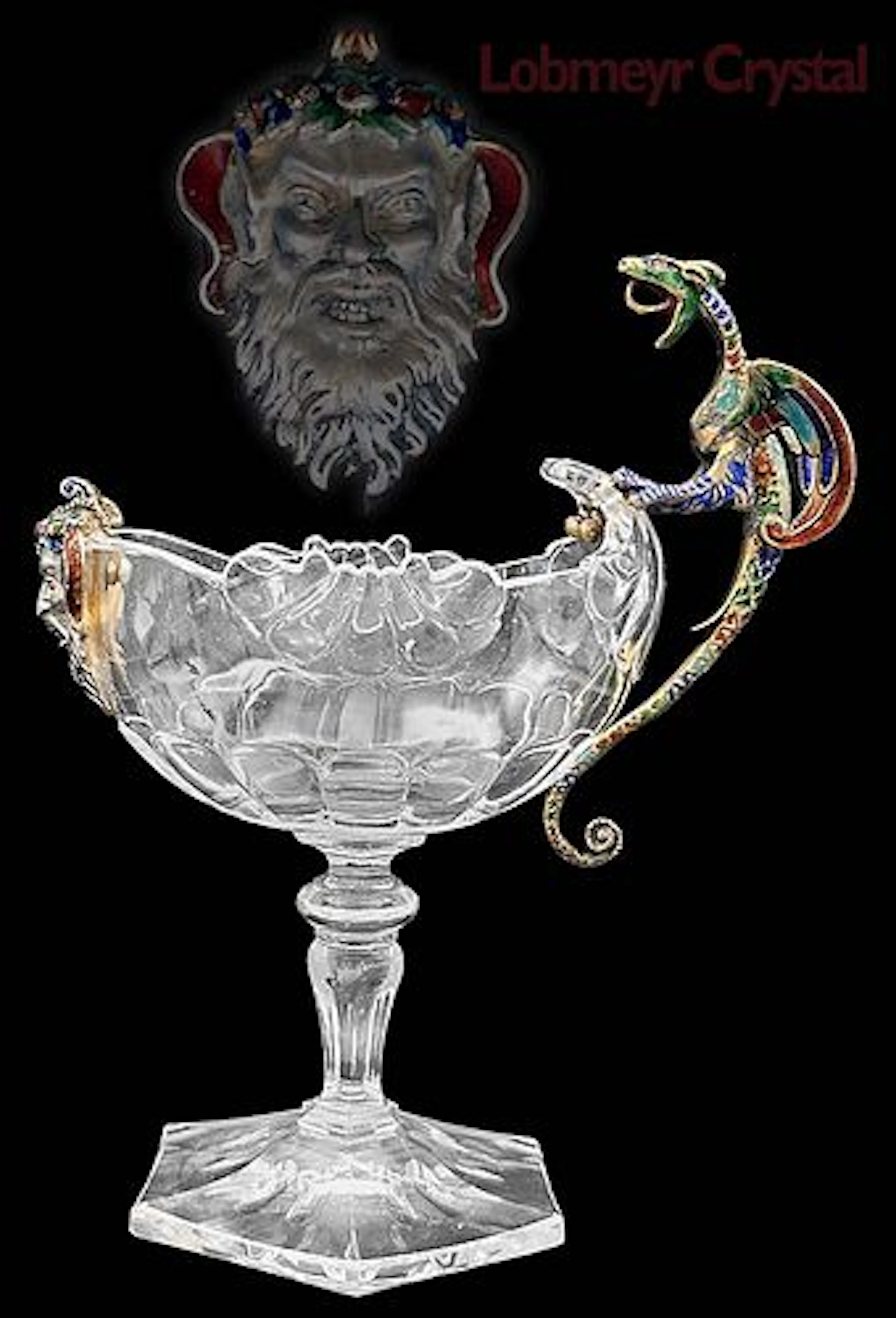 19th C. Viennese Enamel Crystal Rock Miniature Centerpiece