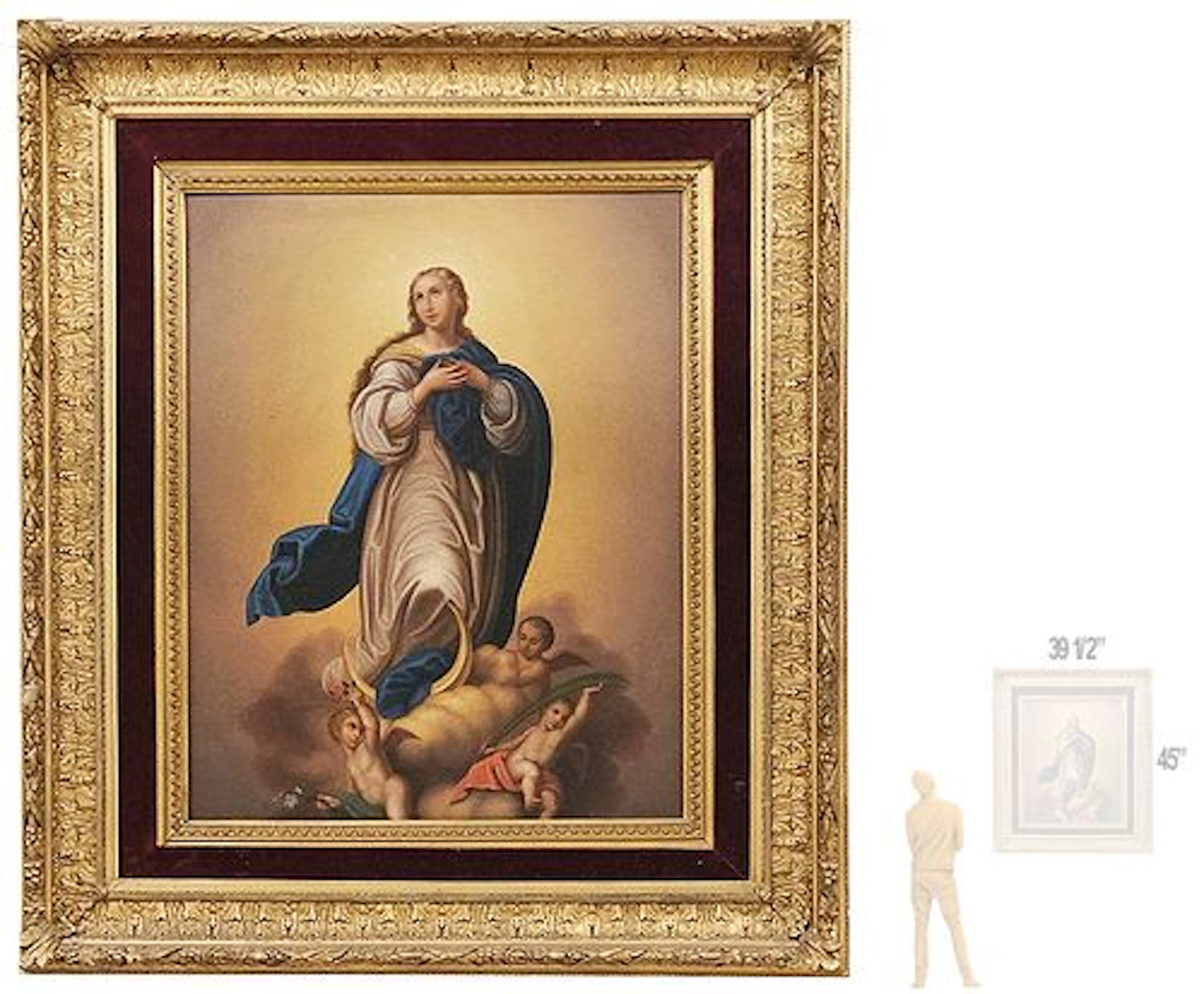 Late 19th C. 'Immaculate Conception Of Virgin Mary' Religious Canvas Painting
