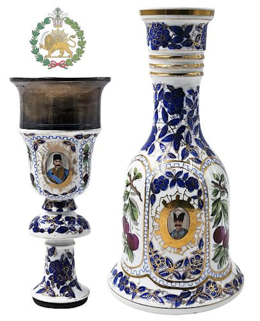 19th C. Persian Qajar Top Silver, Hookah Naser Al Din Shah Period