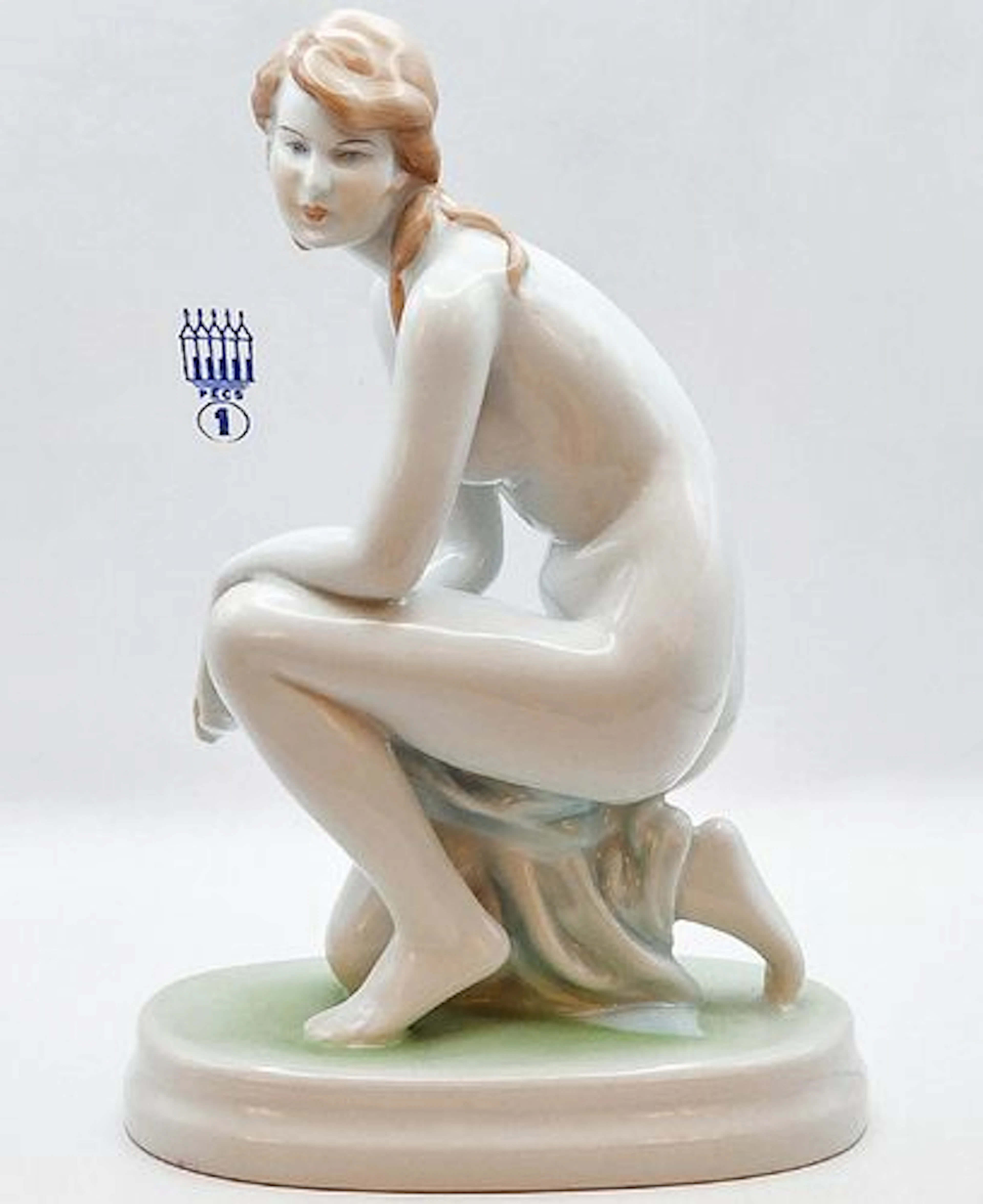 Hungarian Zsolnay Pecs Hand Painted Porcelain Figurine, Hallmarked