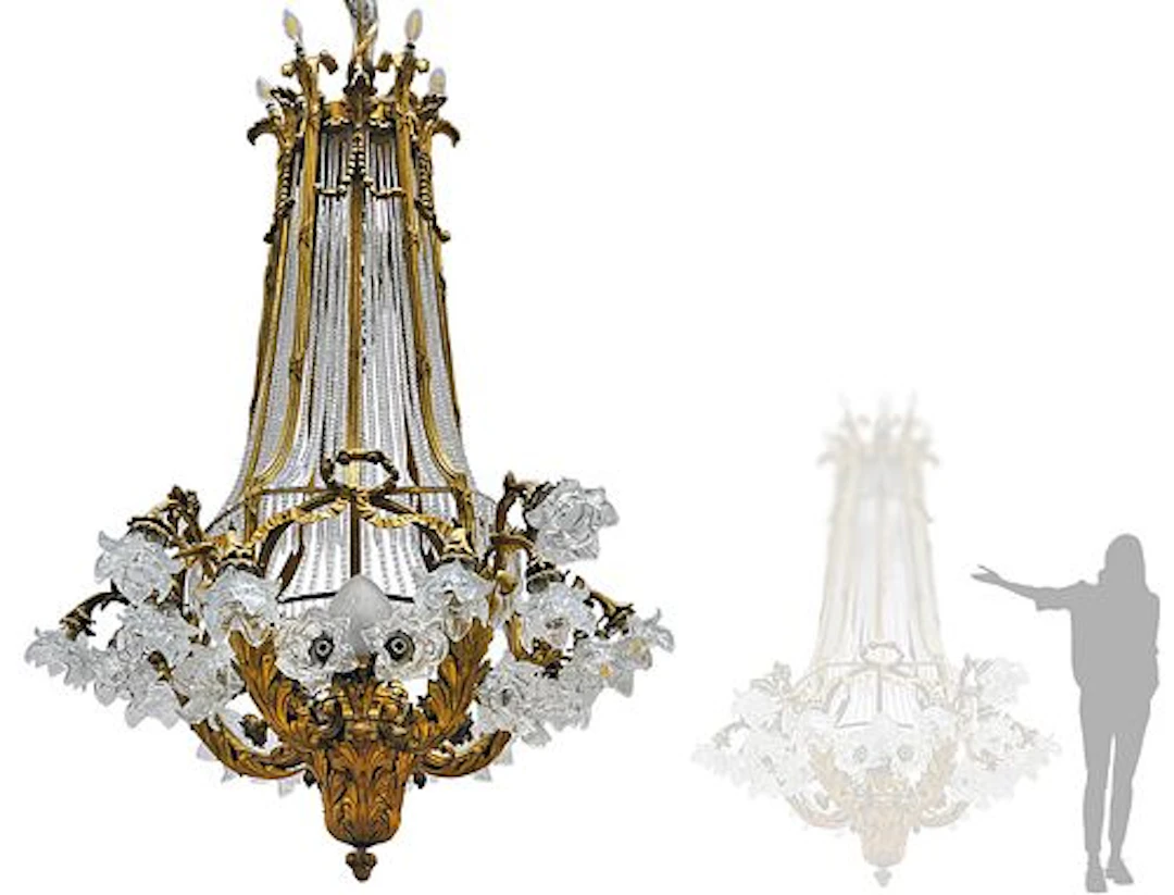 19th C. Monumental Louis XV Style Gilt Bronze French 36-Lights Chandelier