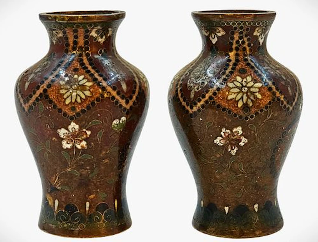 Pair Of 19th C. Meiji Period Japanese Cloisonne Vase
