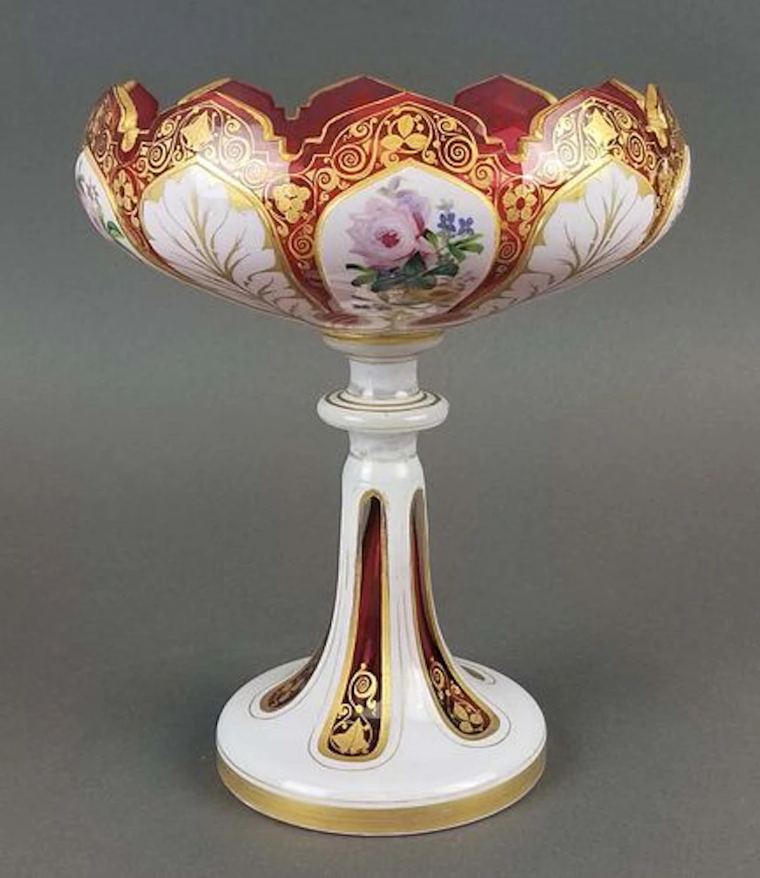 19th C. Diamond Cut Bohemian Centerpiece