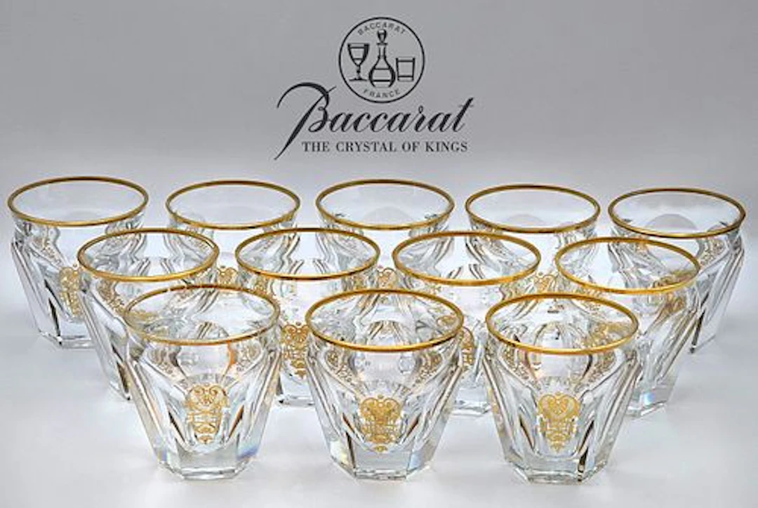 Set Of Twelve 20th C. French Baccarat Harcourt Empire Shot Glasses