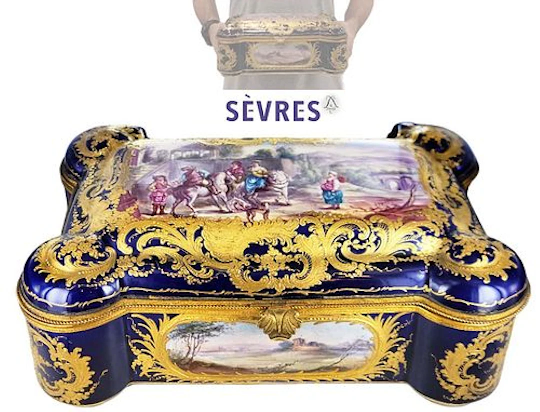 Large 19th C. Sevres French Porcelain Jewelry Box
