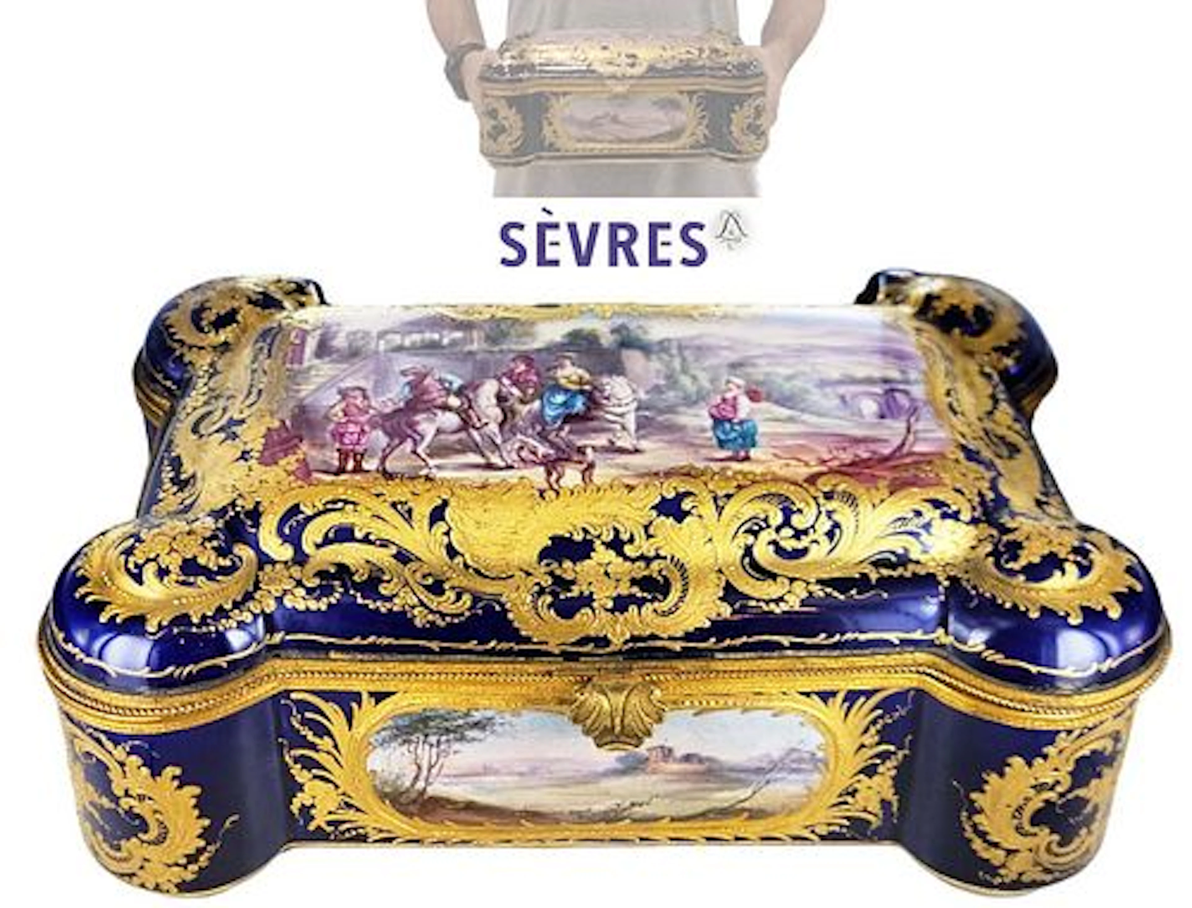 Large 19th C. Sevres French Porcelain Jewelry Box