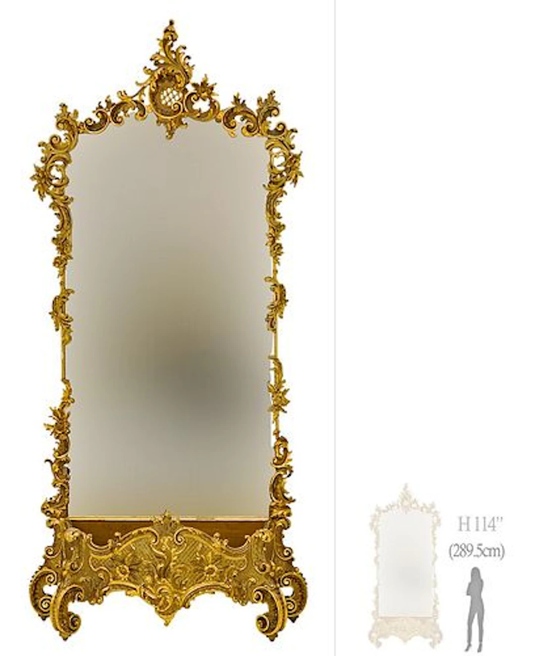 Very Large 19th C. French Gold Leaf Mirror With Planter