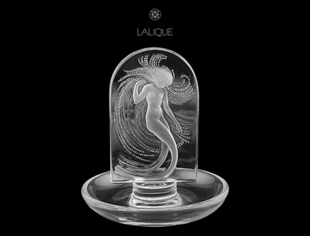 French Lalique Crystal 'Mermaid Naiade' Trinket Dish / Paper Weight