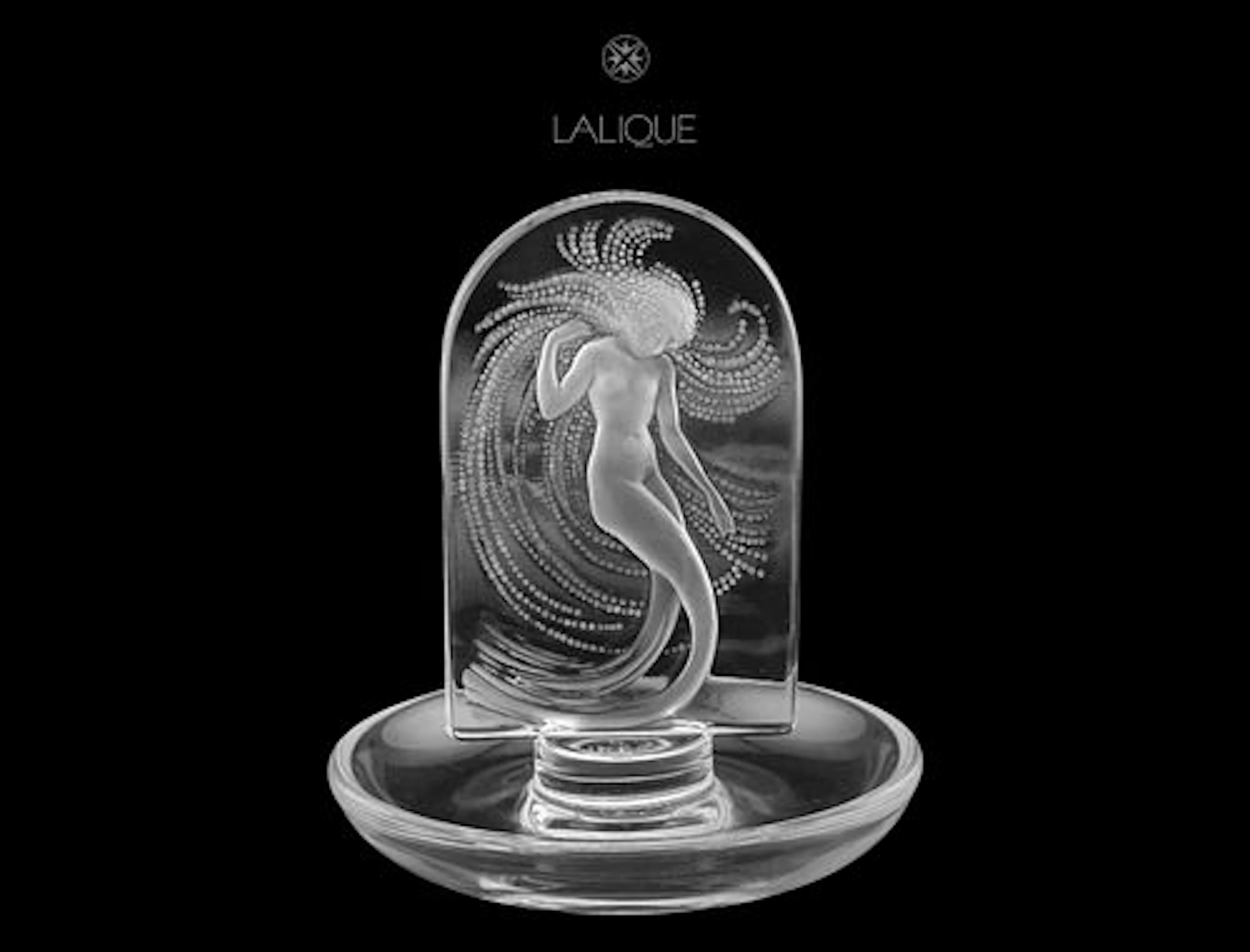 French Lalique Crystal 'Mermaid Naiade' Trinket Dish / Paper Weight