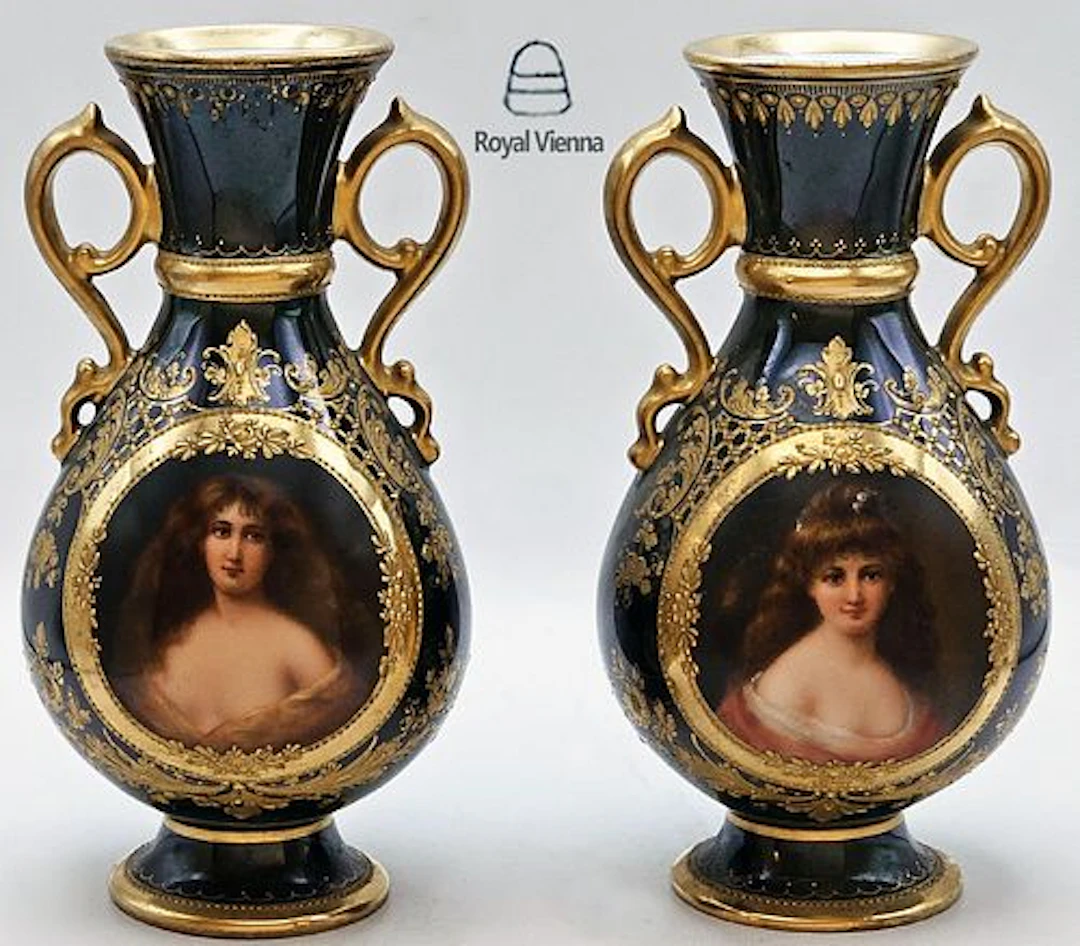Pair Of 19th C. Royal Vienna Vases, Signed