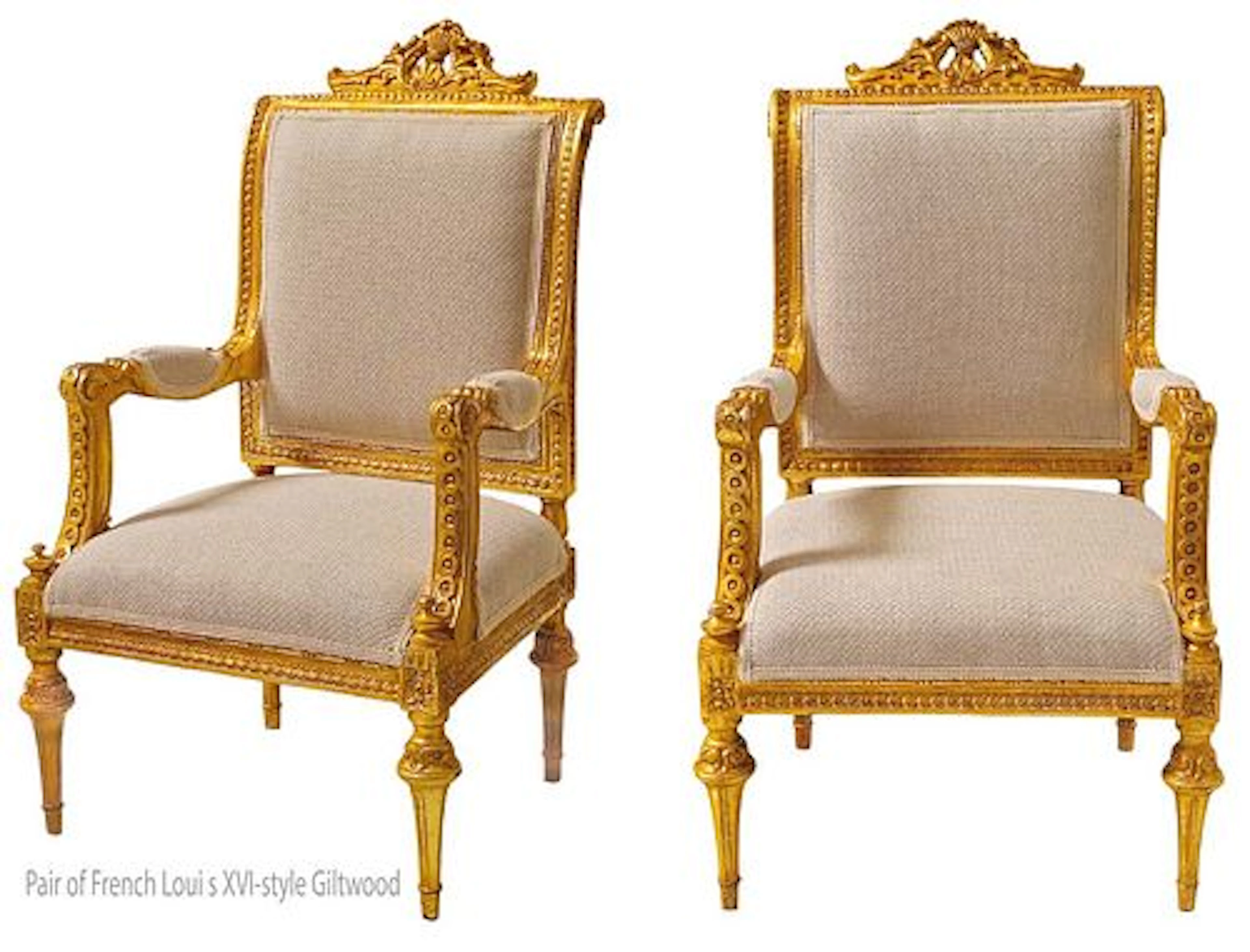 Pair Of 19th C. French Giltwood Armchairs