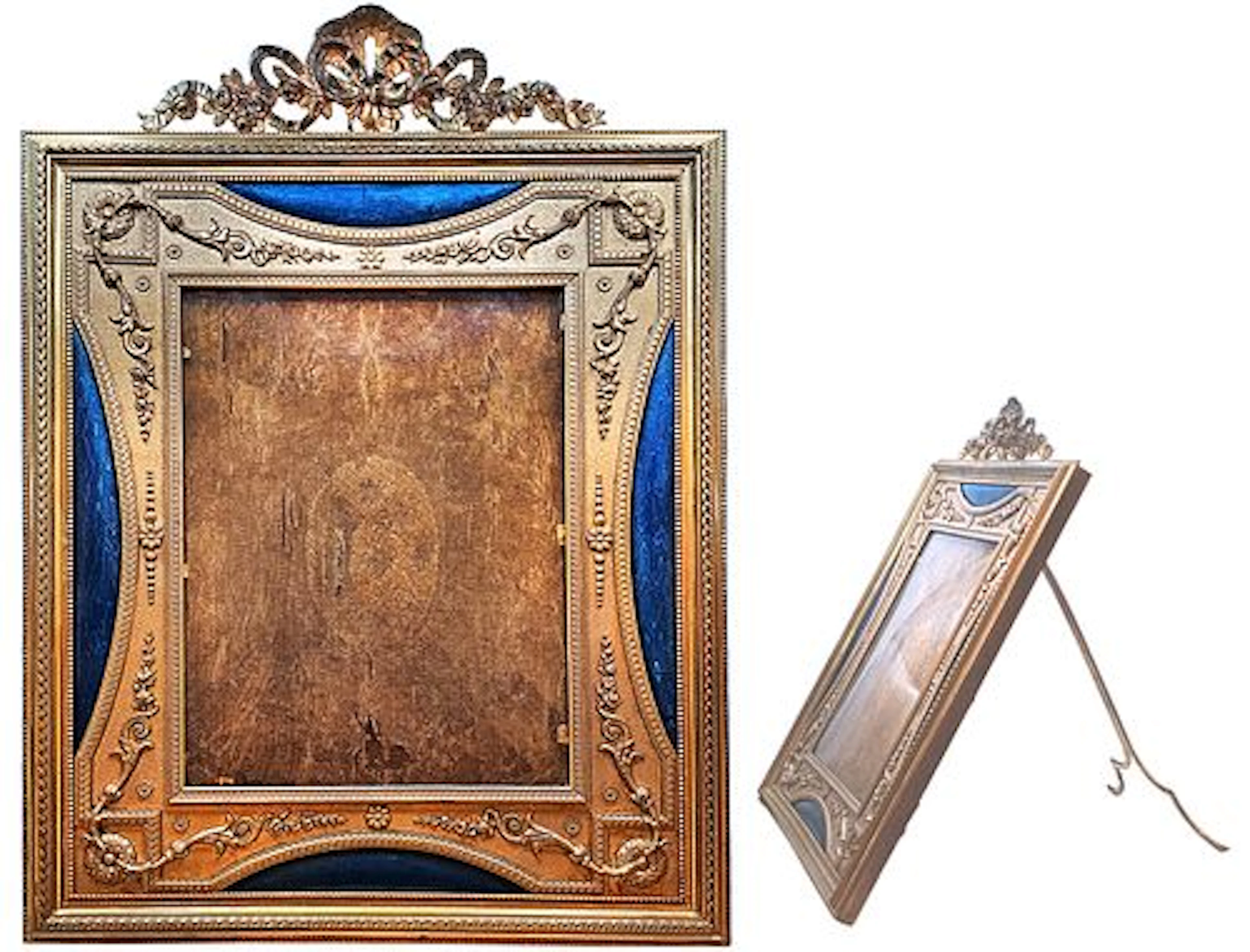 19th C. French Enamel Bronze Mounted Frame
