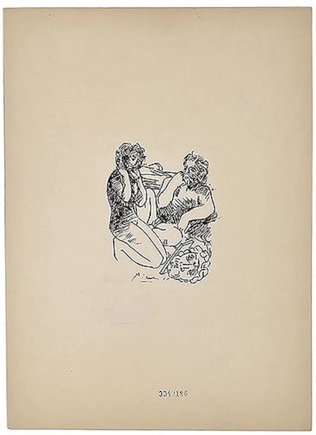 Picasso 'Escultor Y Modelo Arrodillada' Etching Lithography Print, Signed