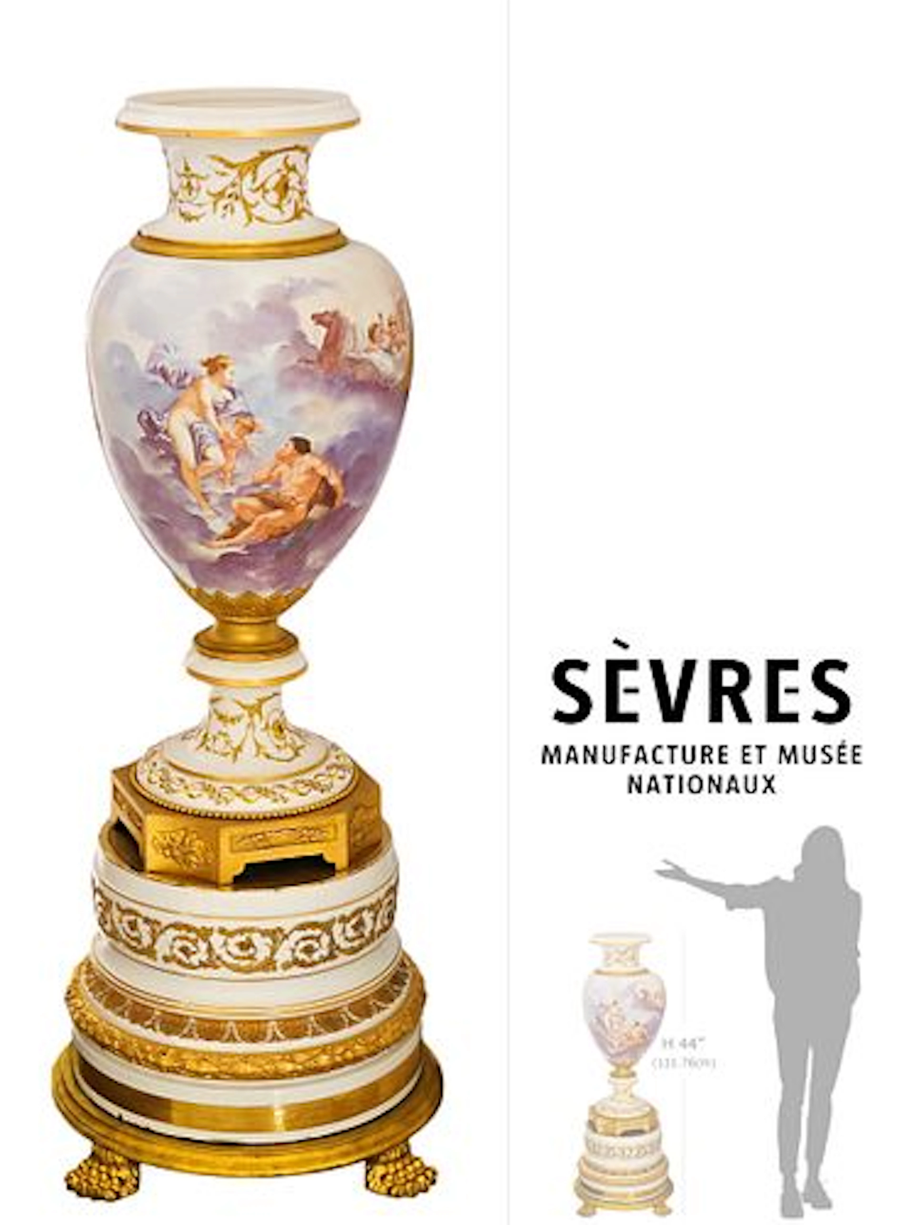 Large 19th Century Hand Painted Sevres Vase, Signed By L. Pater