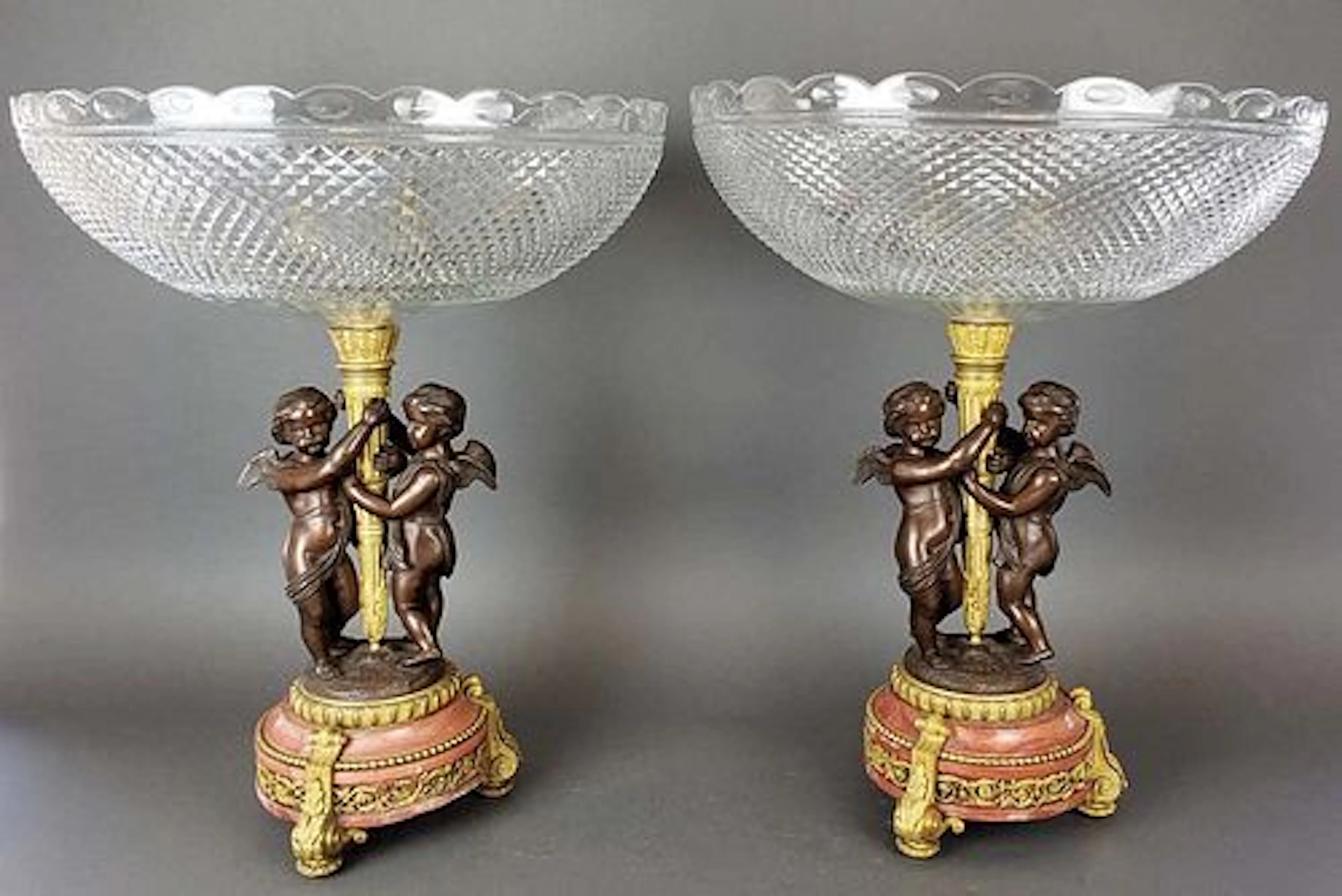 Pair of Large Gilt & Patinated Bronze