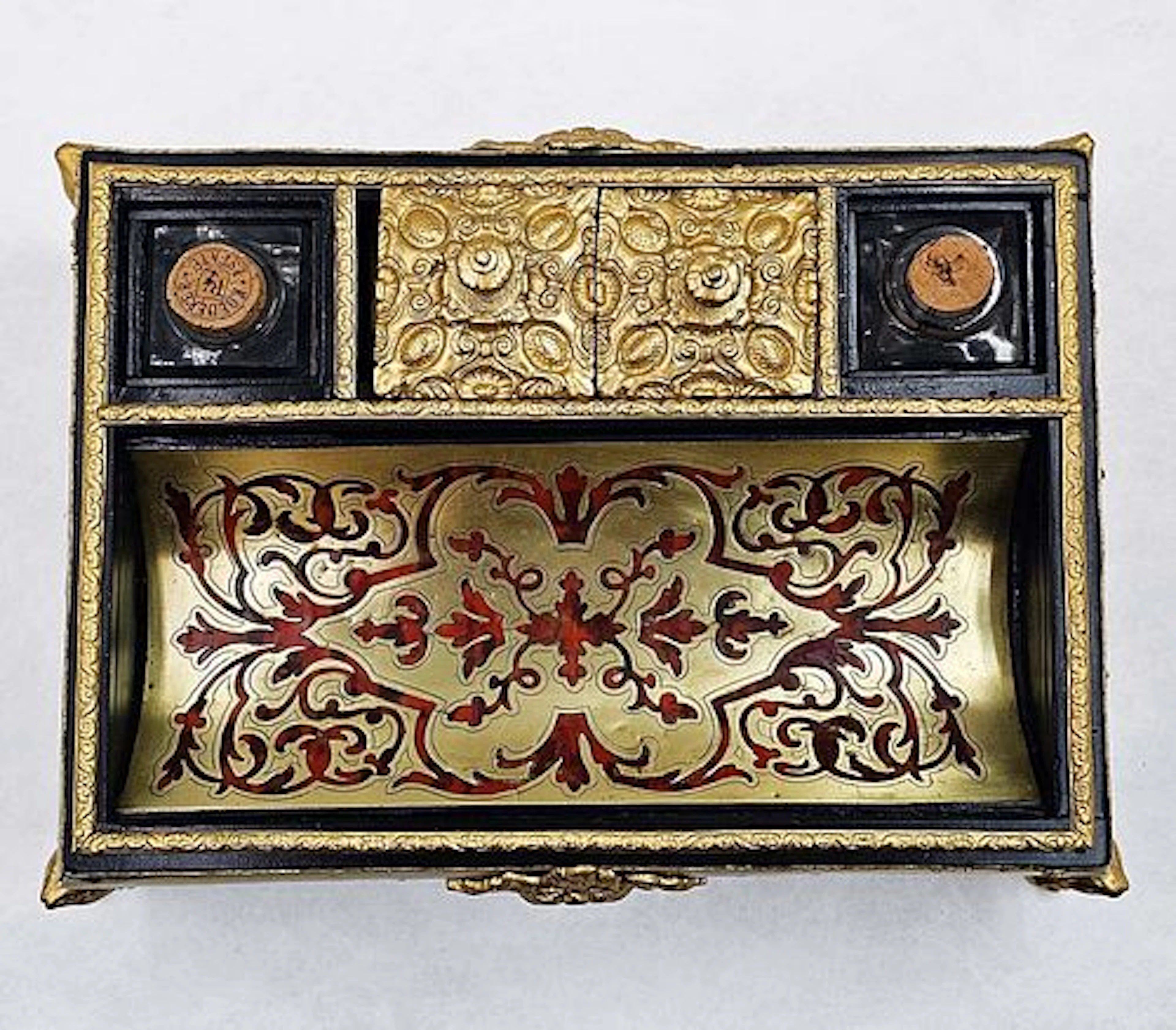 19th Century French Boulle Marquetry Bronze Mounted Writer Inkwell