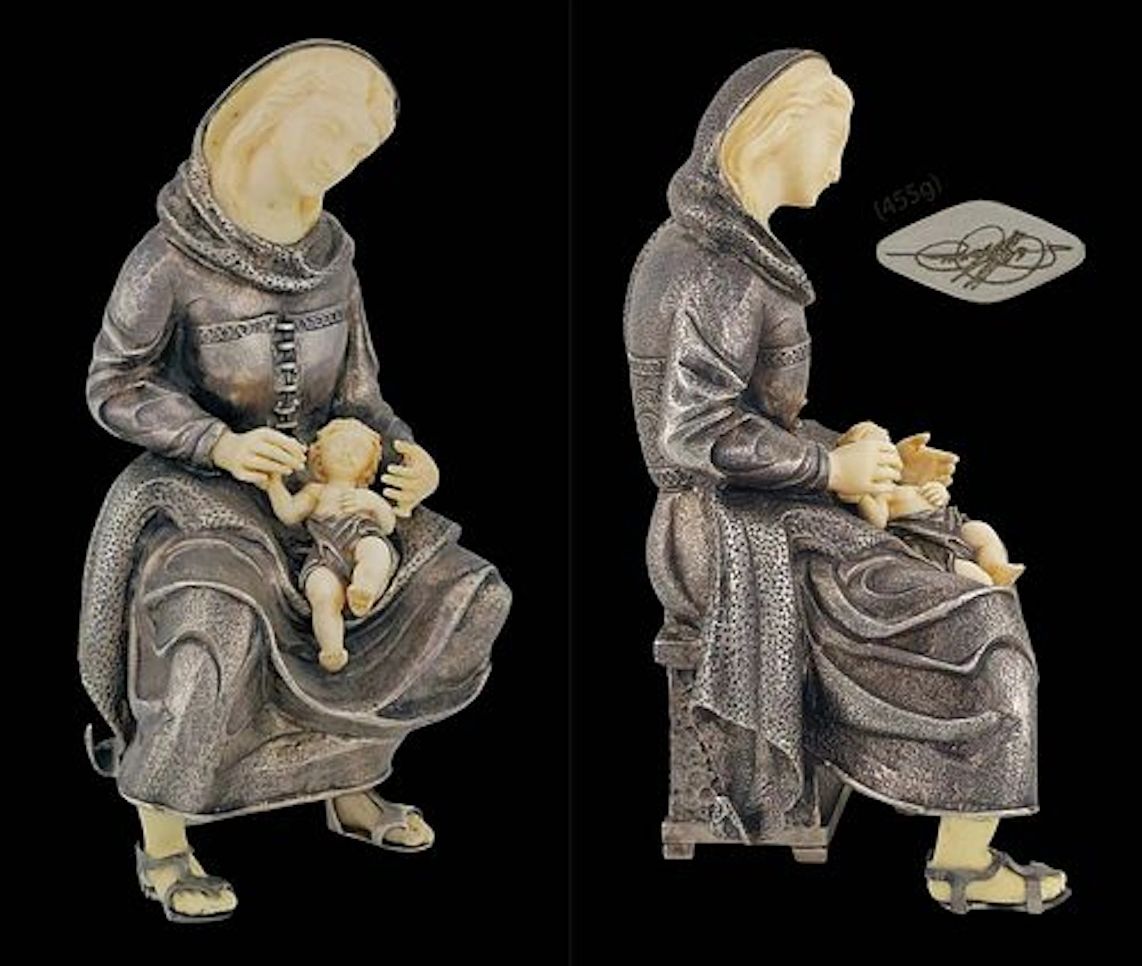 Magnificent 20th C. Nativity Scene In Sterling Silver (455g) Figurine