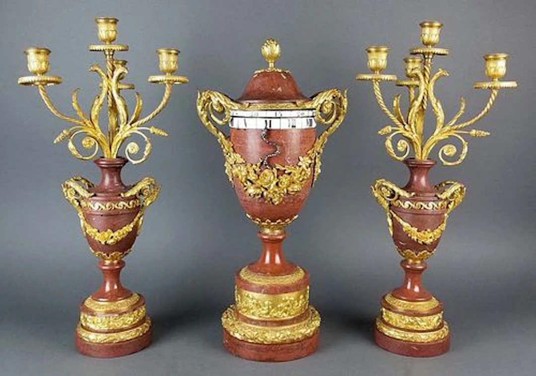 Fine 19th C. French Rouge Marge and Gilt Bronze Rotary