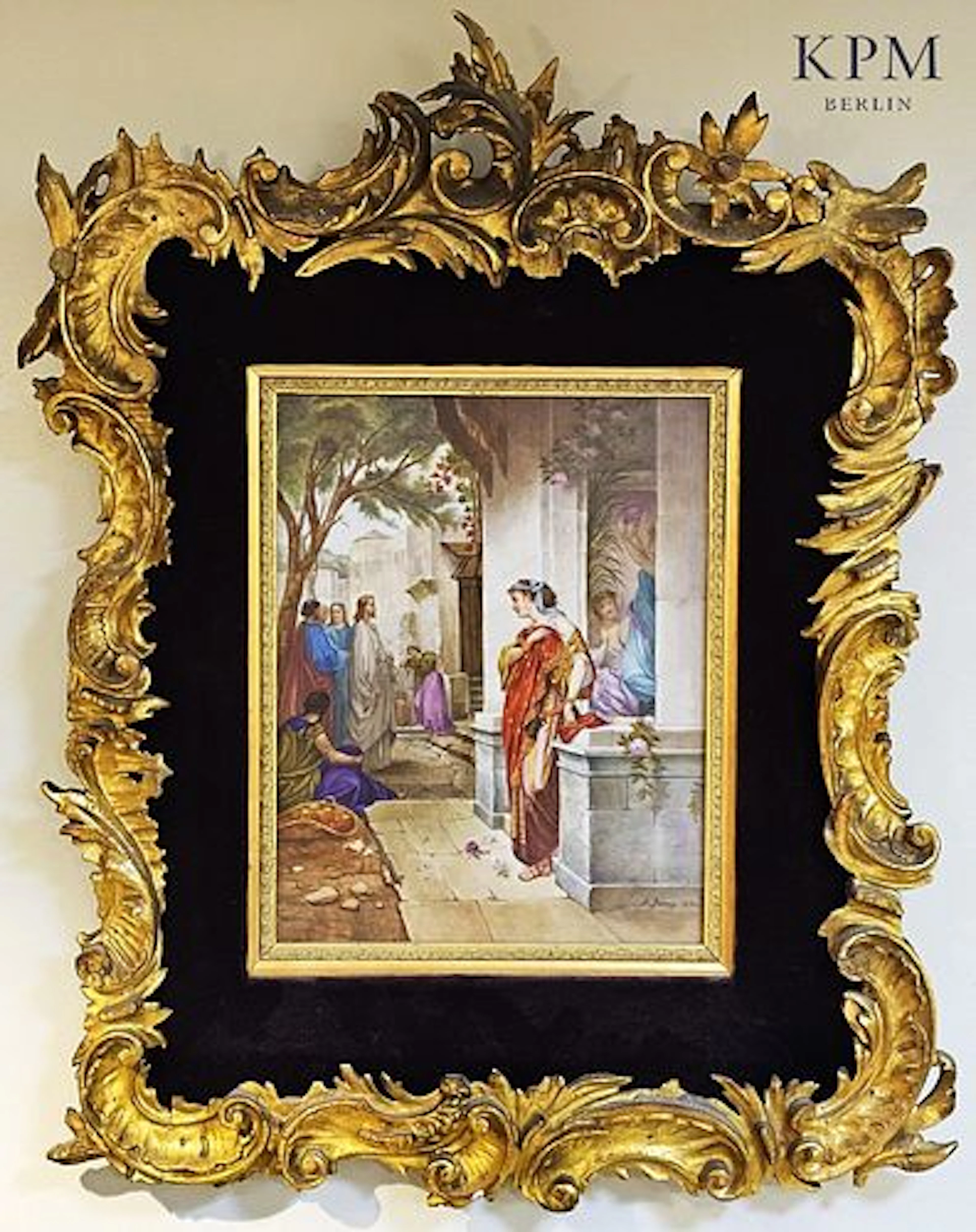 19th C. Berlin Plaque KPM Religious 'Jesus' With Rococo Frame