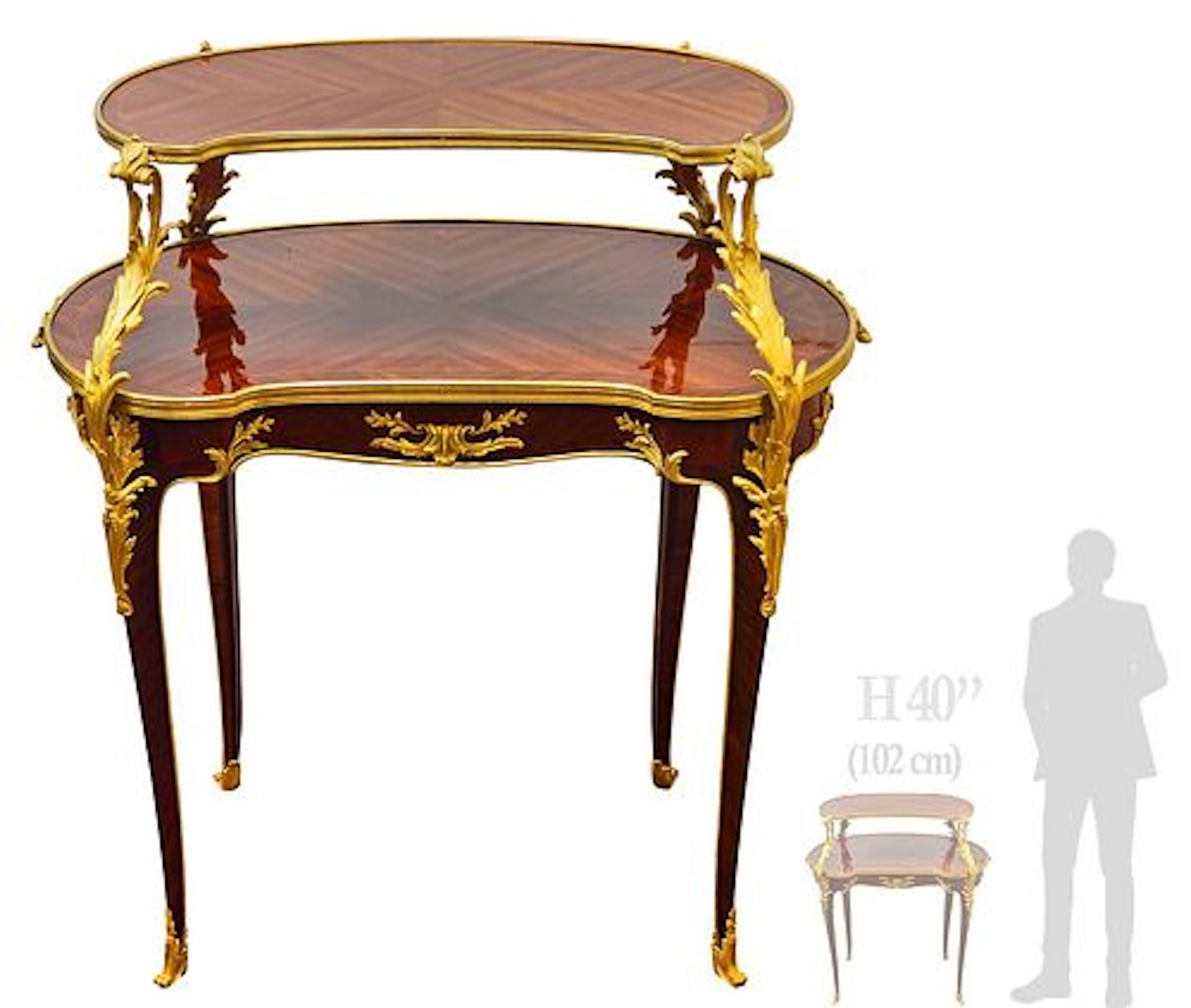 19th C. French Ormolu Mounted Two-Tier Serving Table