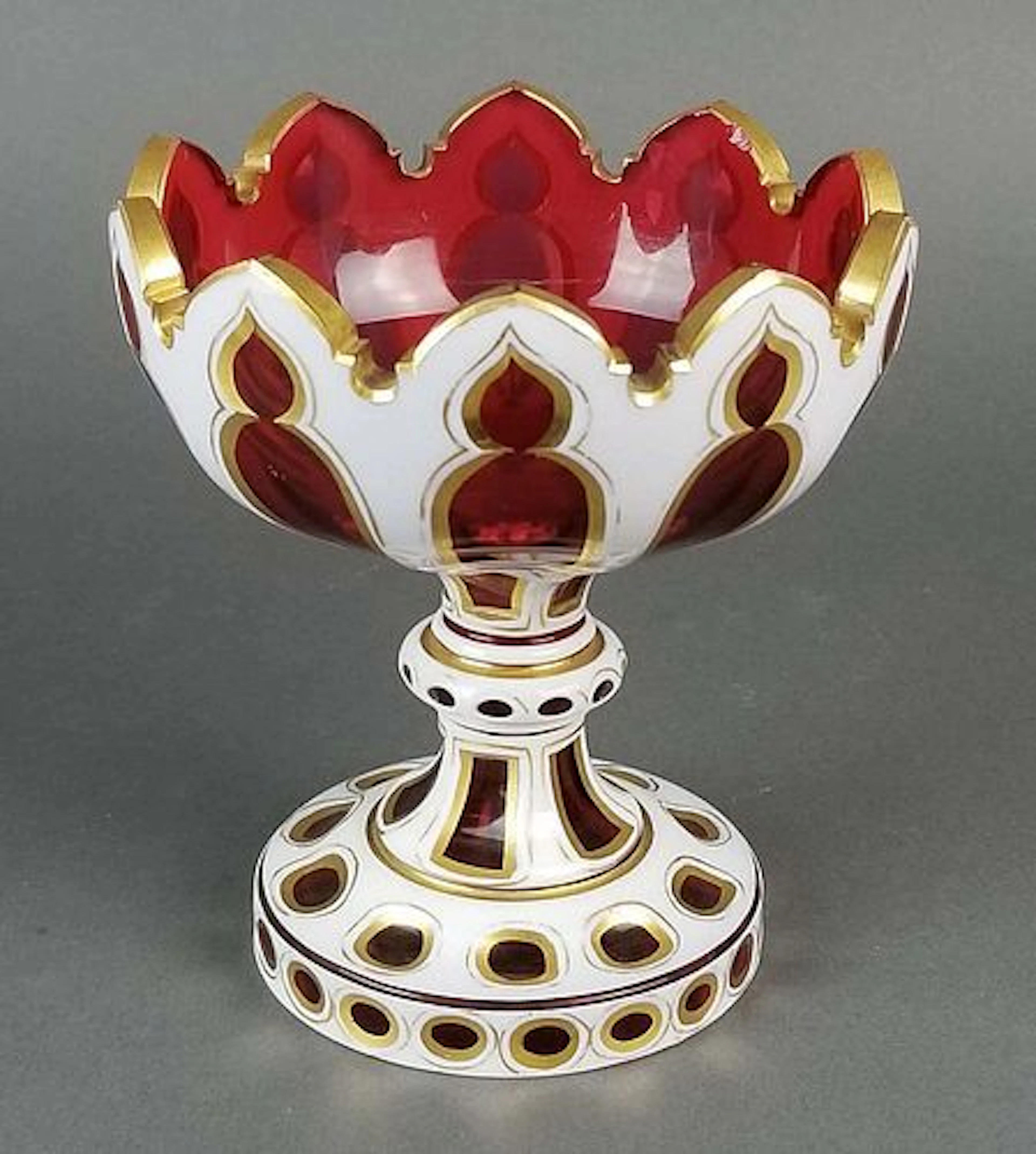 19th C. Bohemian Cut Crystal Tazza