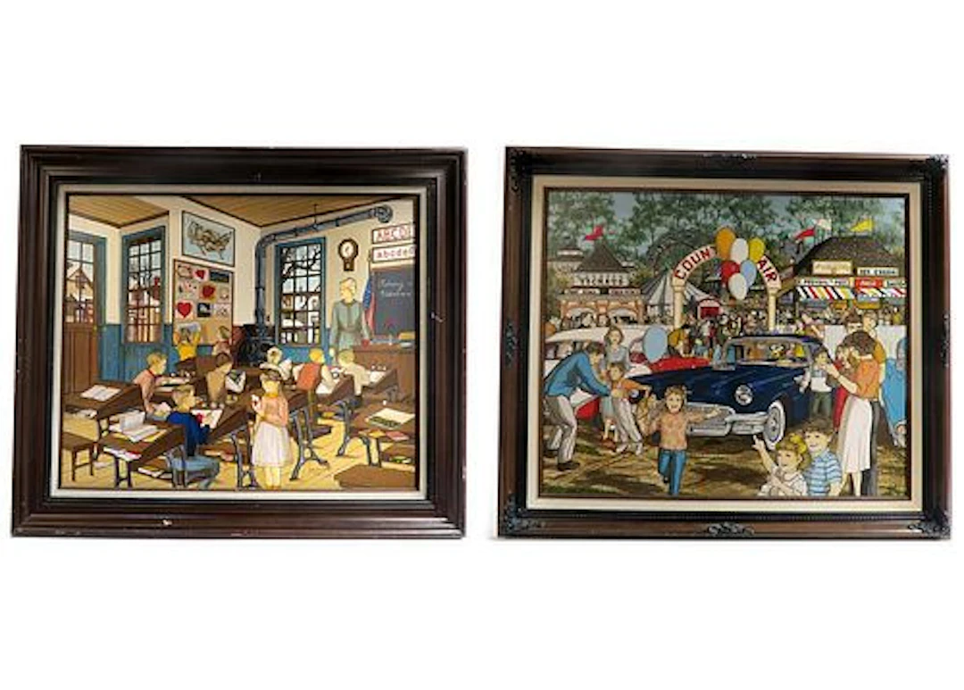 Pair Of Limited Edition Embellished Canvas Signed
