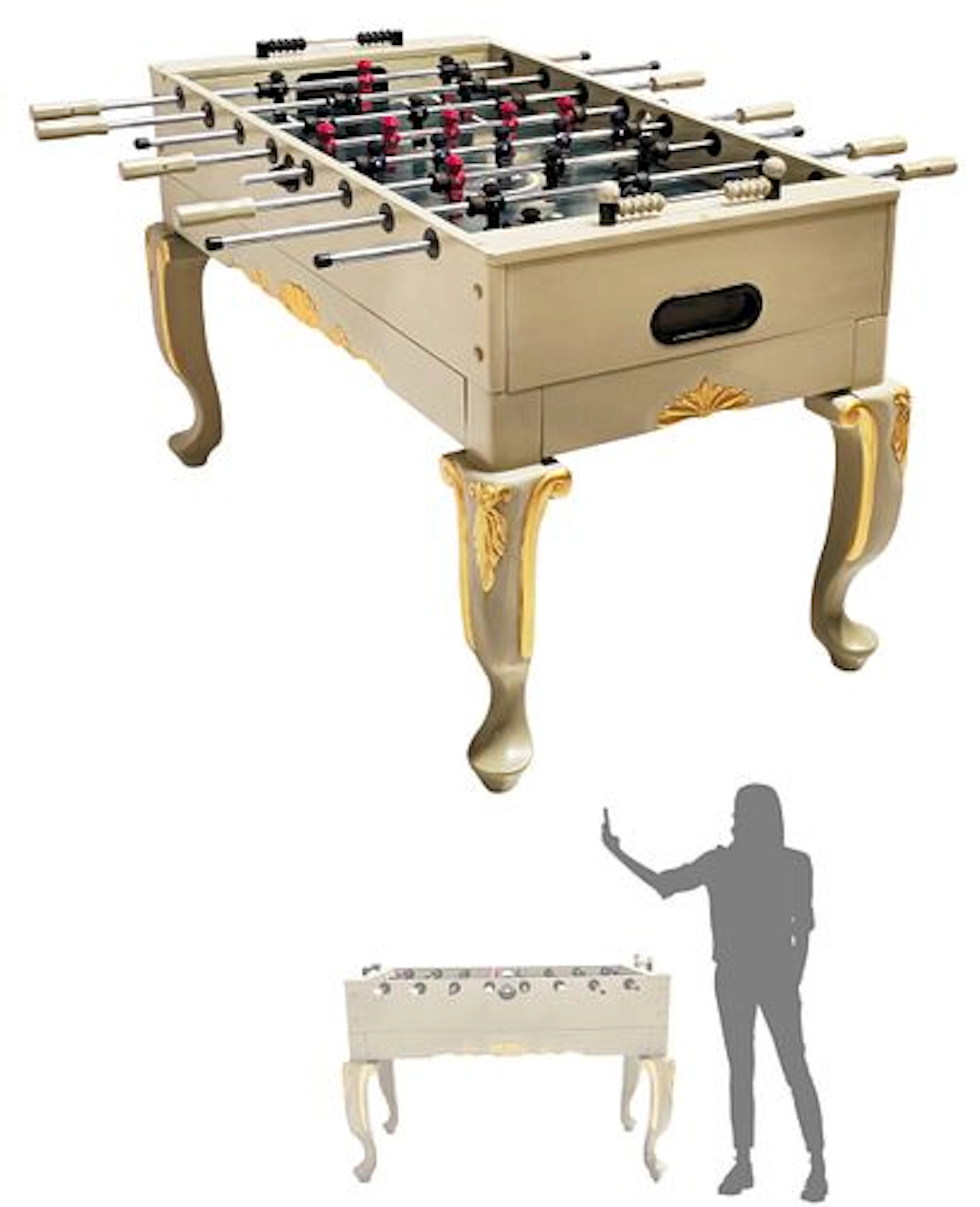 Luxury Ivory Color Foosball Table with Gold-Plated Detailing