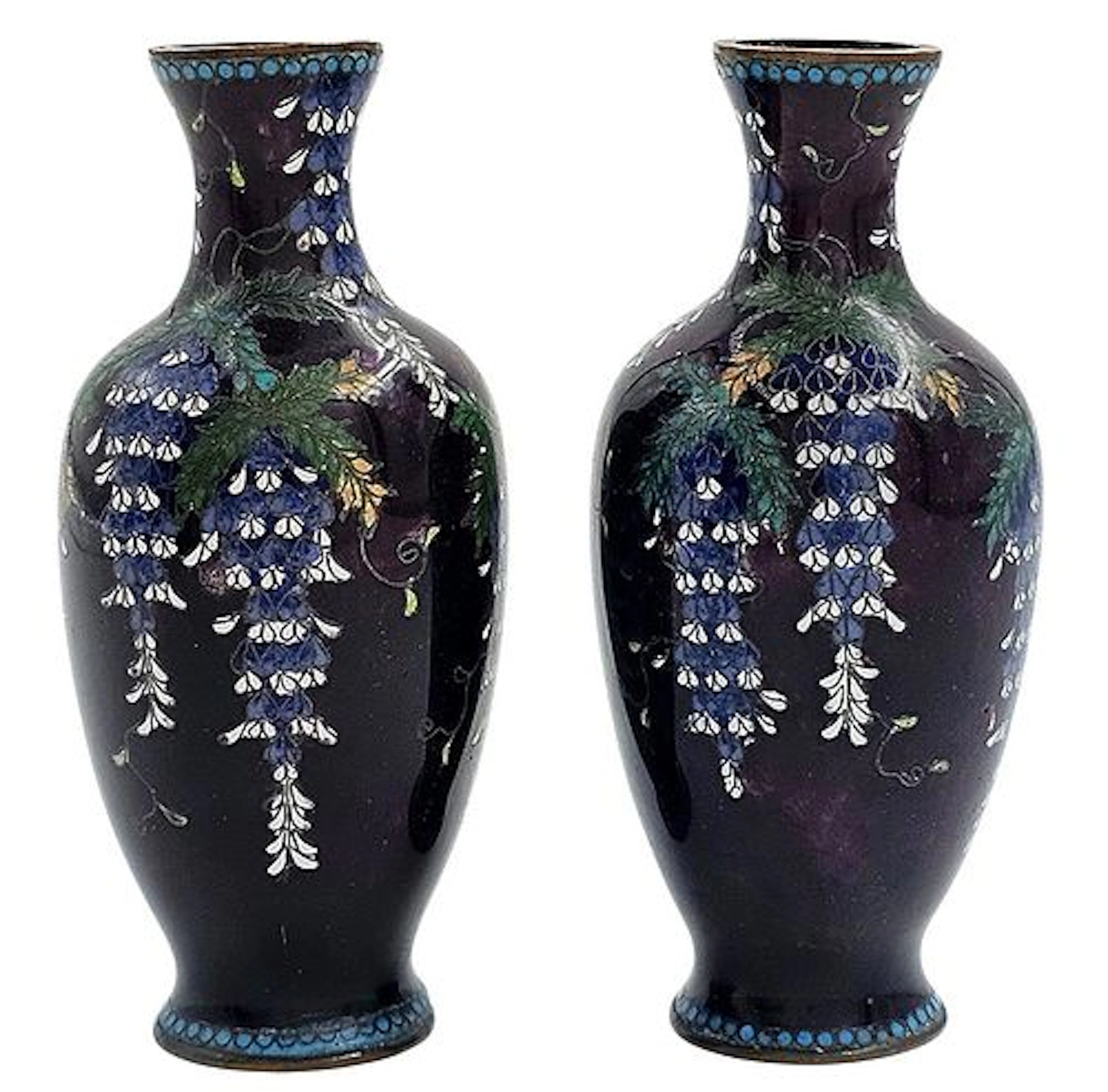 Pair Of 19th C. Meiji Period Japanese Cloisonne Vase