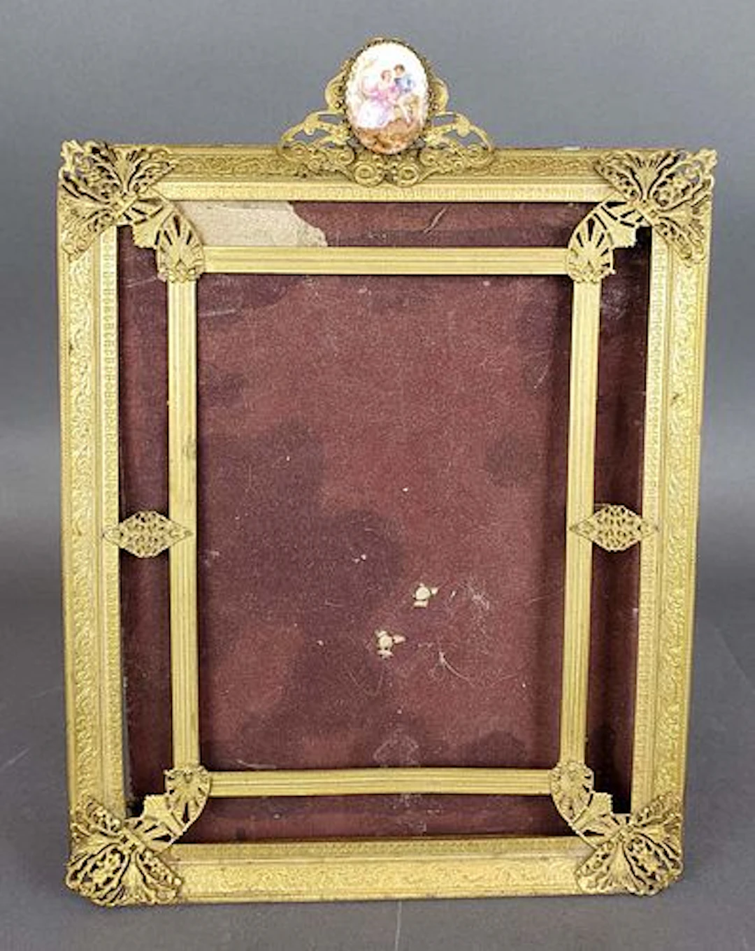 19th C. Gilt Bronze Frame w/ Porcelain Plaque