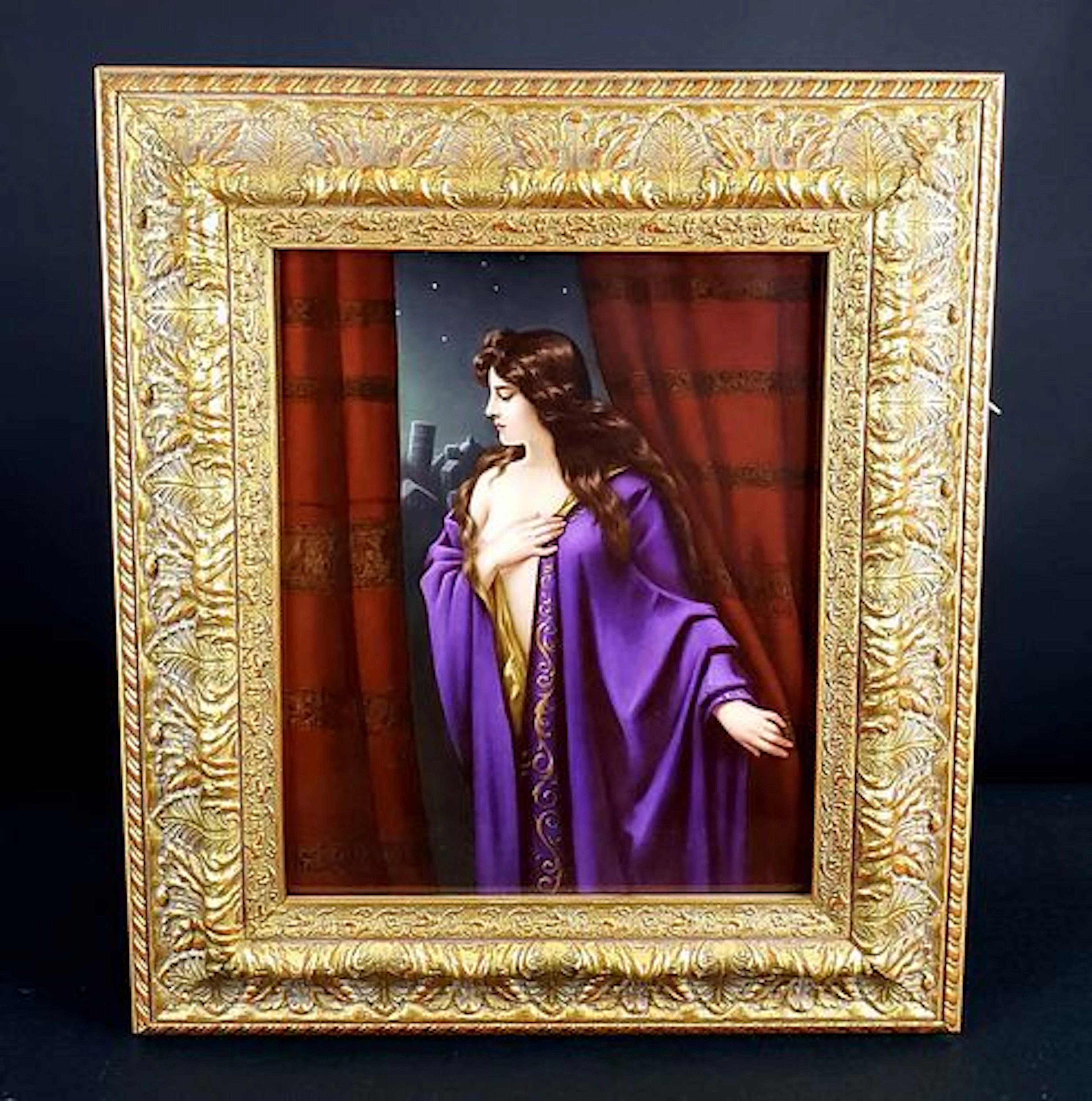 KPM Plaque of Young Woman in Purple, Circa 1890