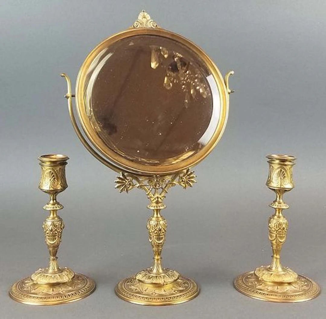 F. Barbedienne 3 Pc. Bronze Vanity Set