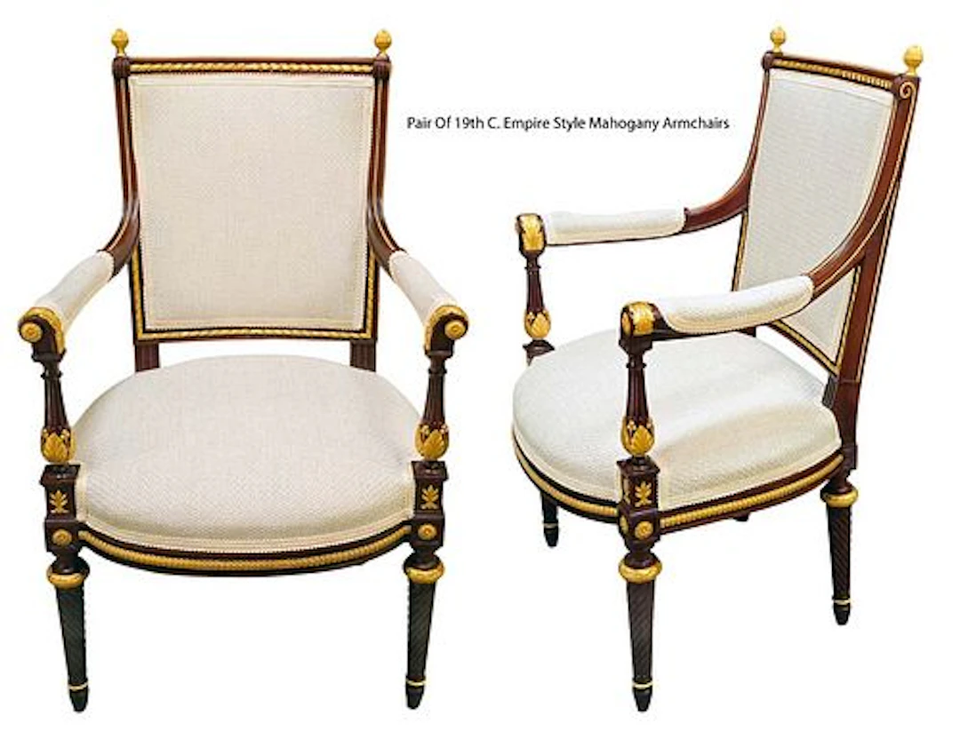 Pair Of 19th C. Empire Style Mahogany Armchairs